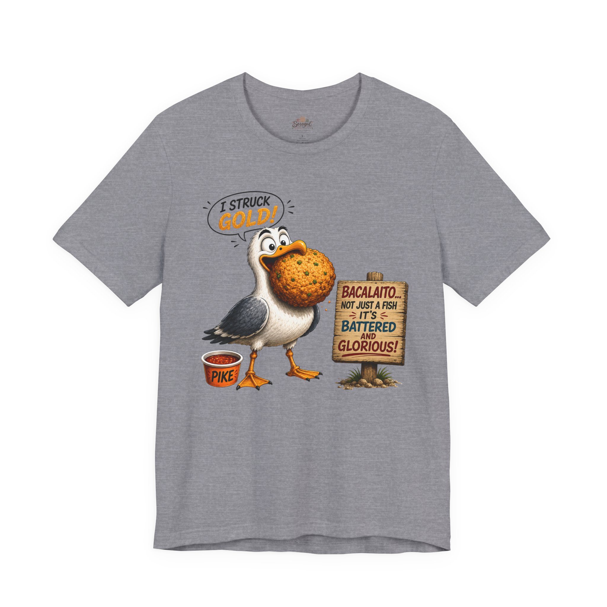 I Struck Gold! Seagull T-Shirt — Funny Fish Bait Graphic Tee - Image 7