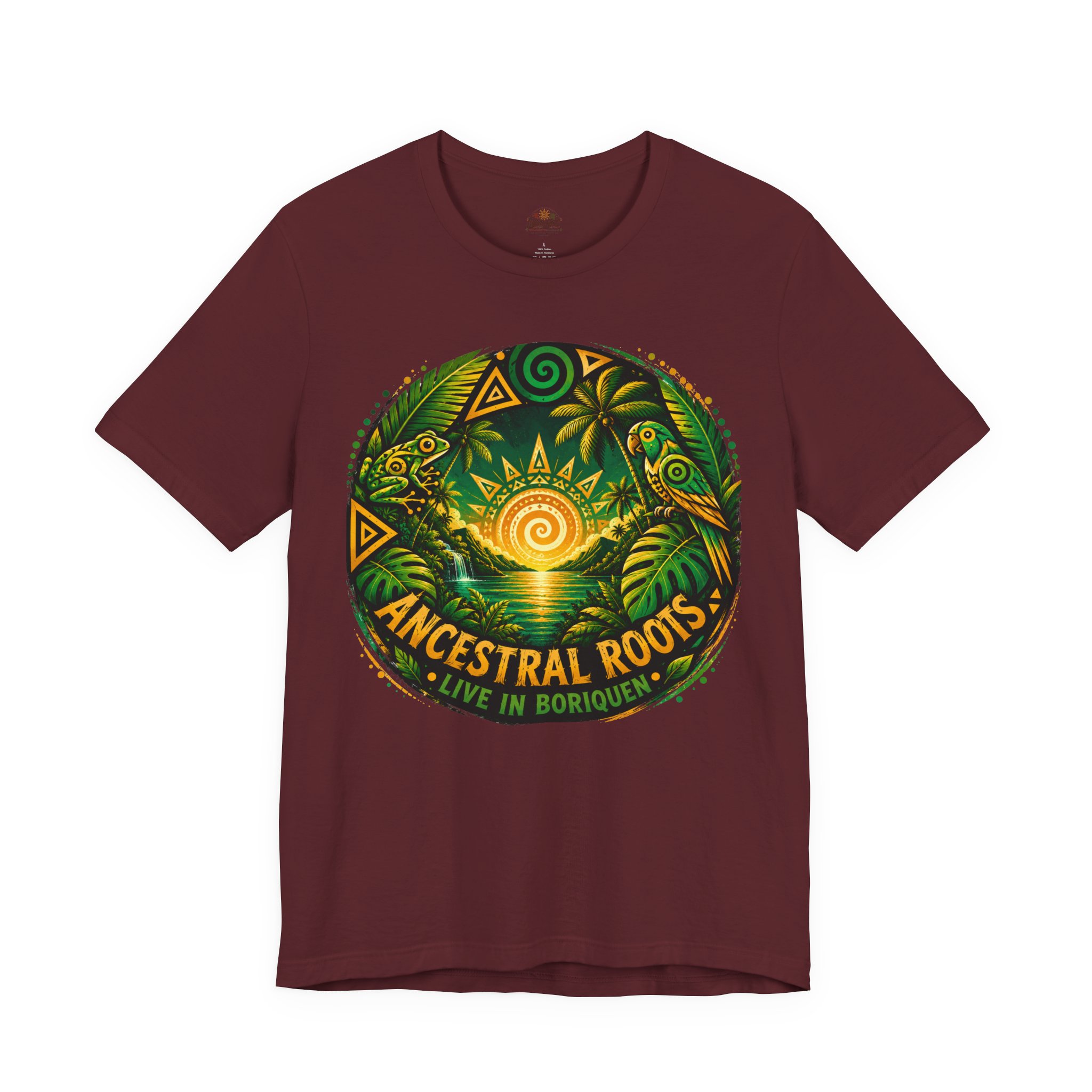 T-Shirt — Ancestral Roots "Live in Borinquen" Tribal Sun Graphic - Image 10