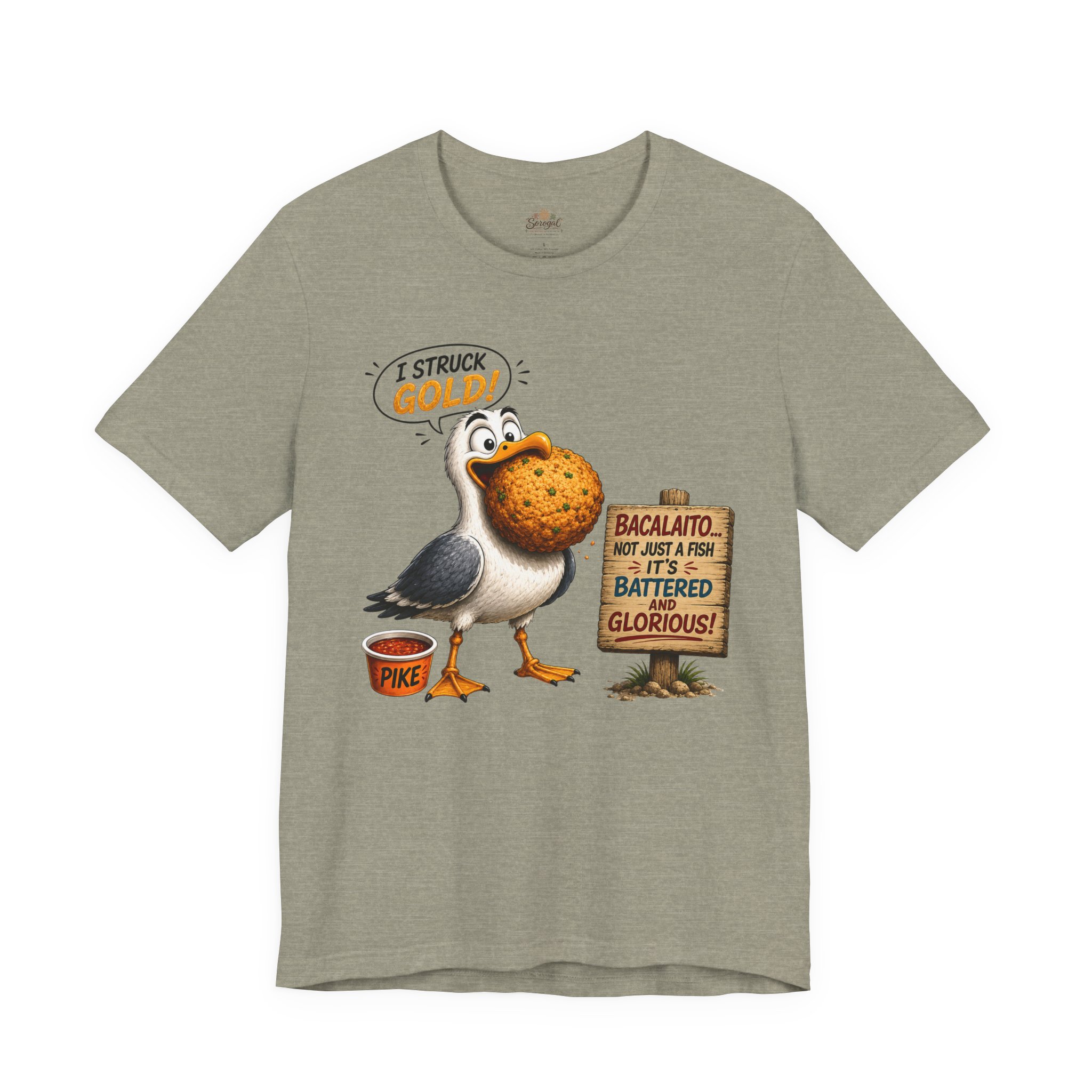 I Struck Gold! Seagull T-Shirt — Funny Fish Bait Graphic Tee - Image 4