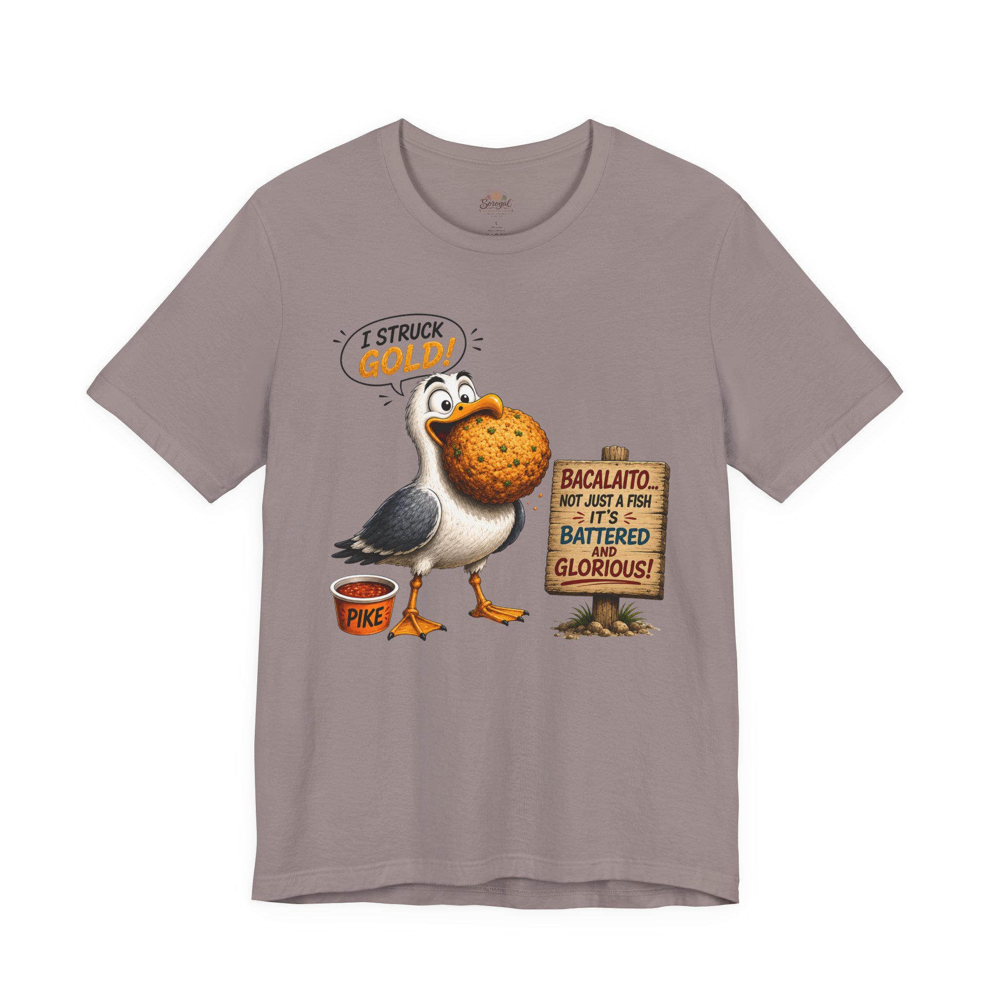 I Struck Gold! Seagull T-Shirt — Funny Fish Bait Graphic Tee - Image 3