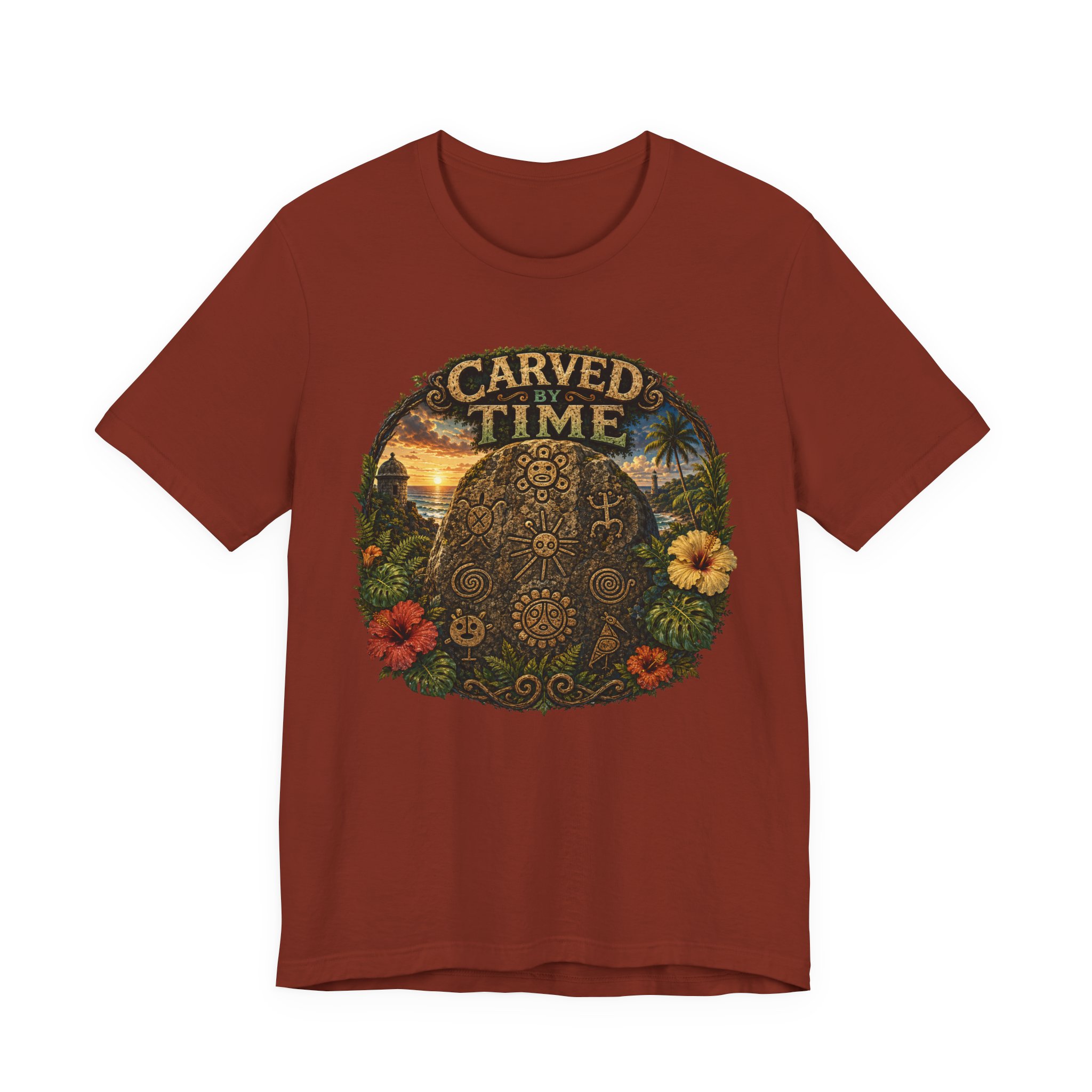 Taíno Petroglyph Puerto Rico Graphic Tee – Carved by Time - Image 3