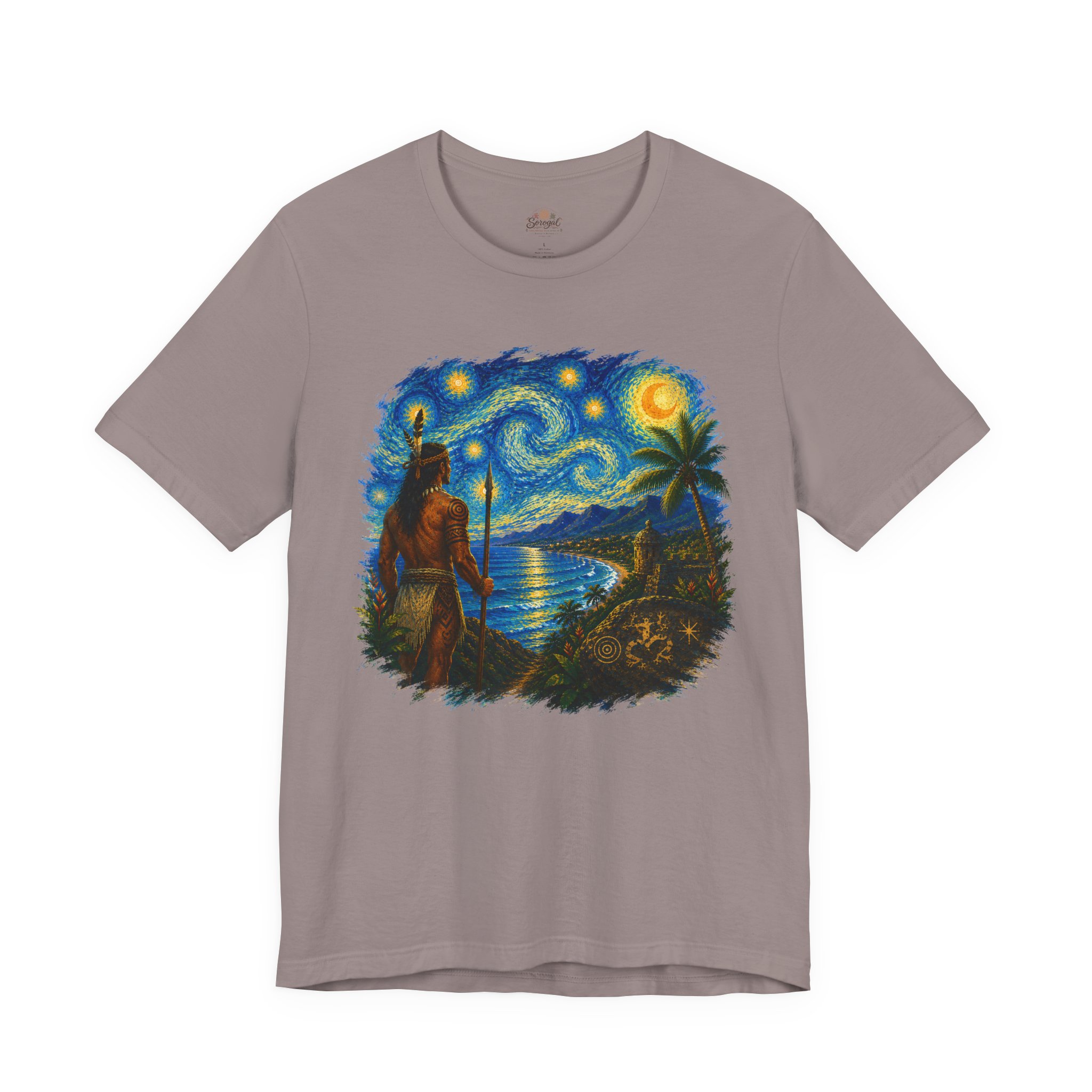 Tropical Starry Night T-Shirt — Puerto Rico Beach Van Gogh Style Art Graphic Tee - Image 3