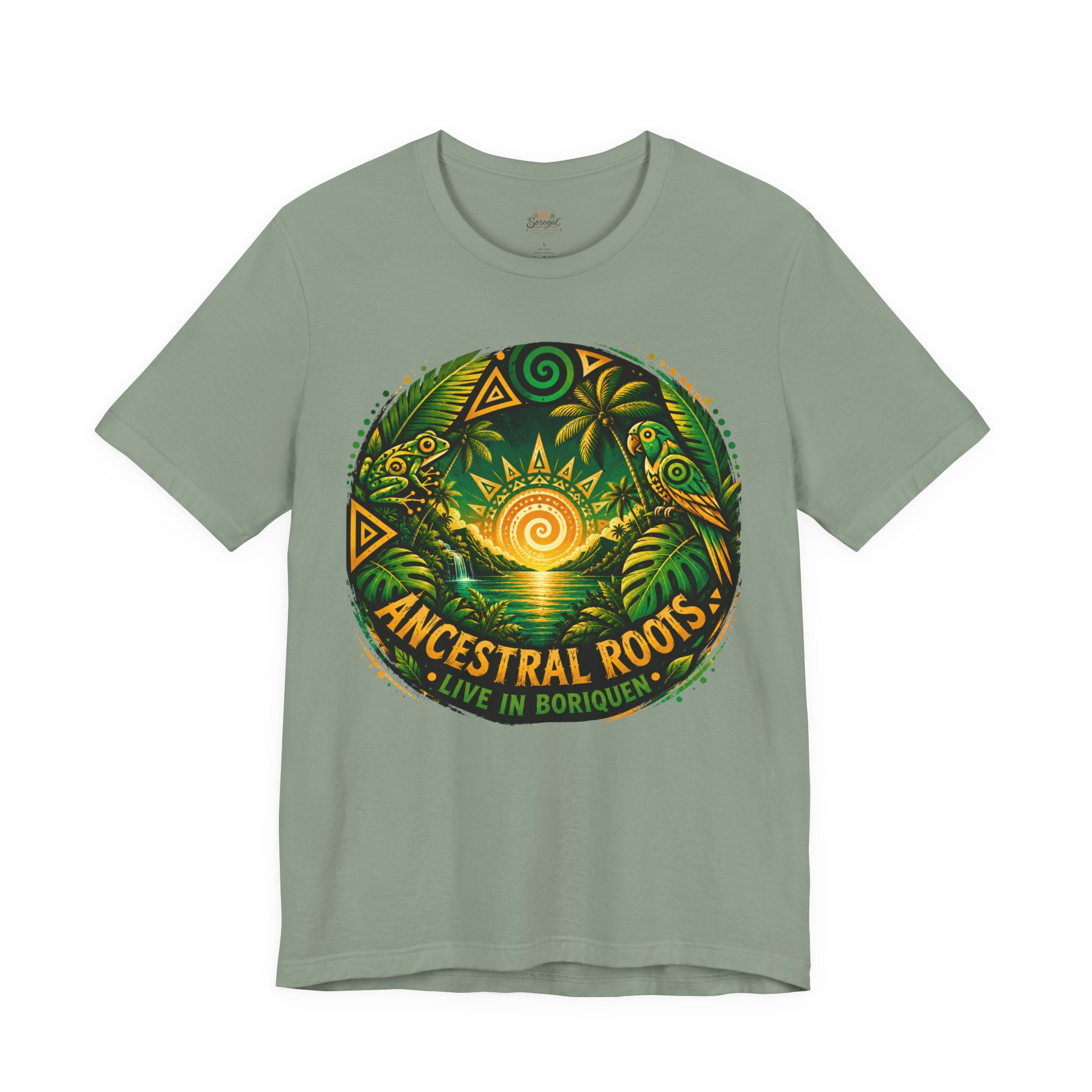 T-Shirt — Ancestral Roots "Live in Borinquen" Tribal Sun Graphic - Image 5