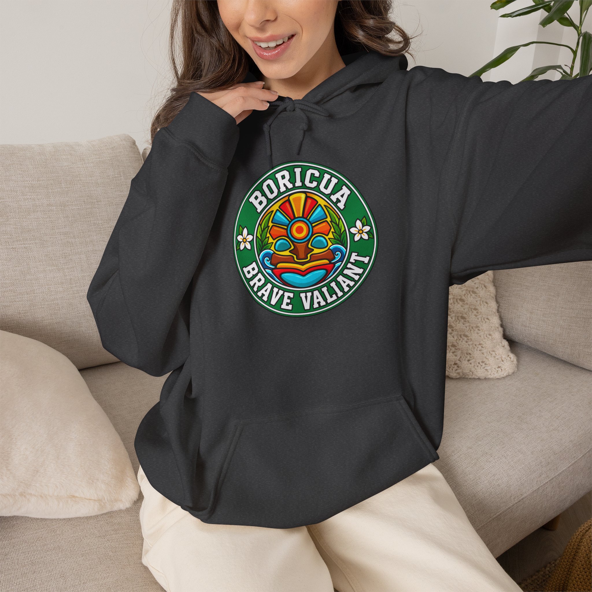 Boricua Brave Valiant Hoodie – Colorful Taíno Heritage Design - Image 26