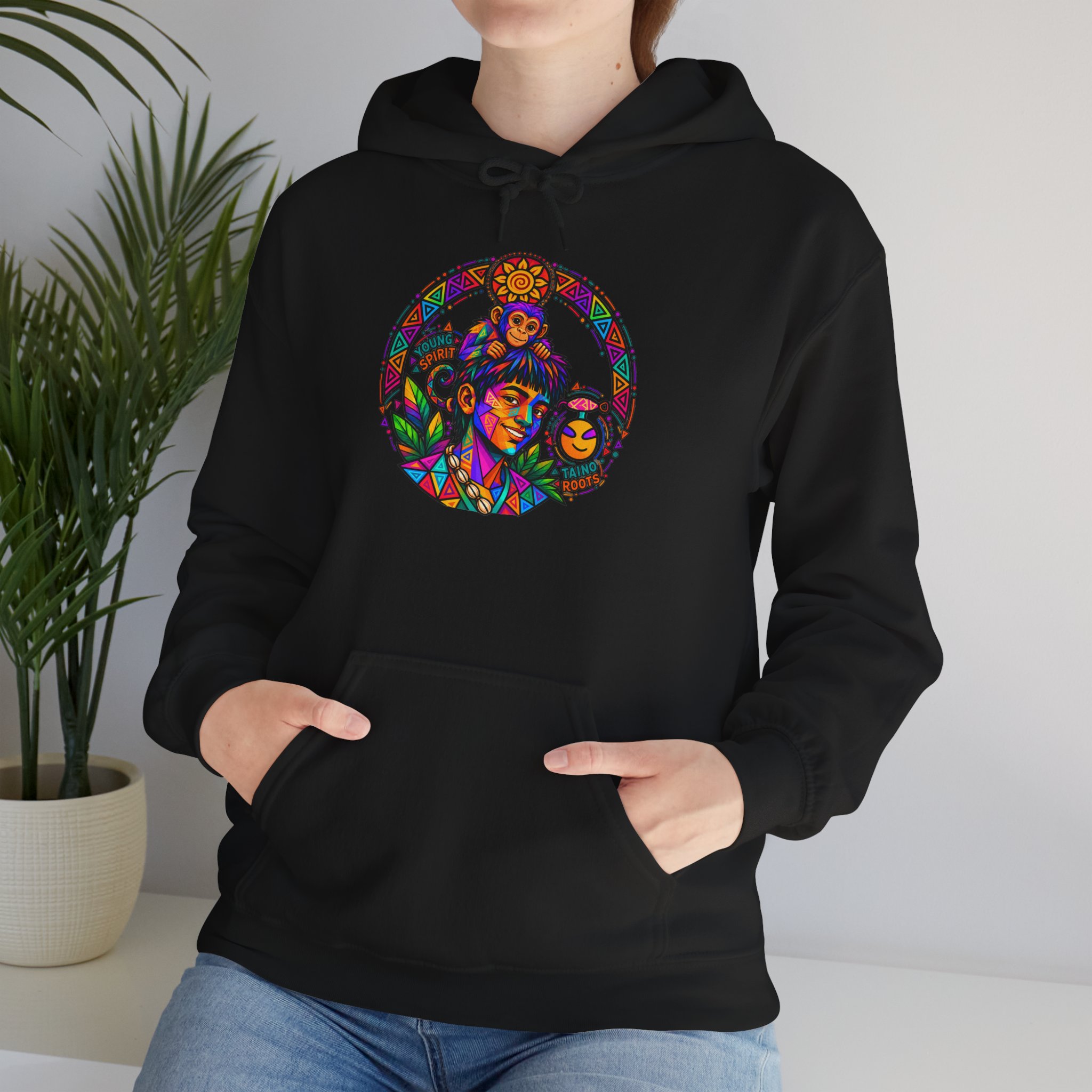 Young Spirit Taíno Roots Hoodie – Colorful Boricua Heritage Art - Image 8