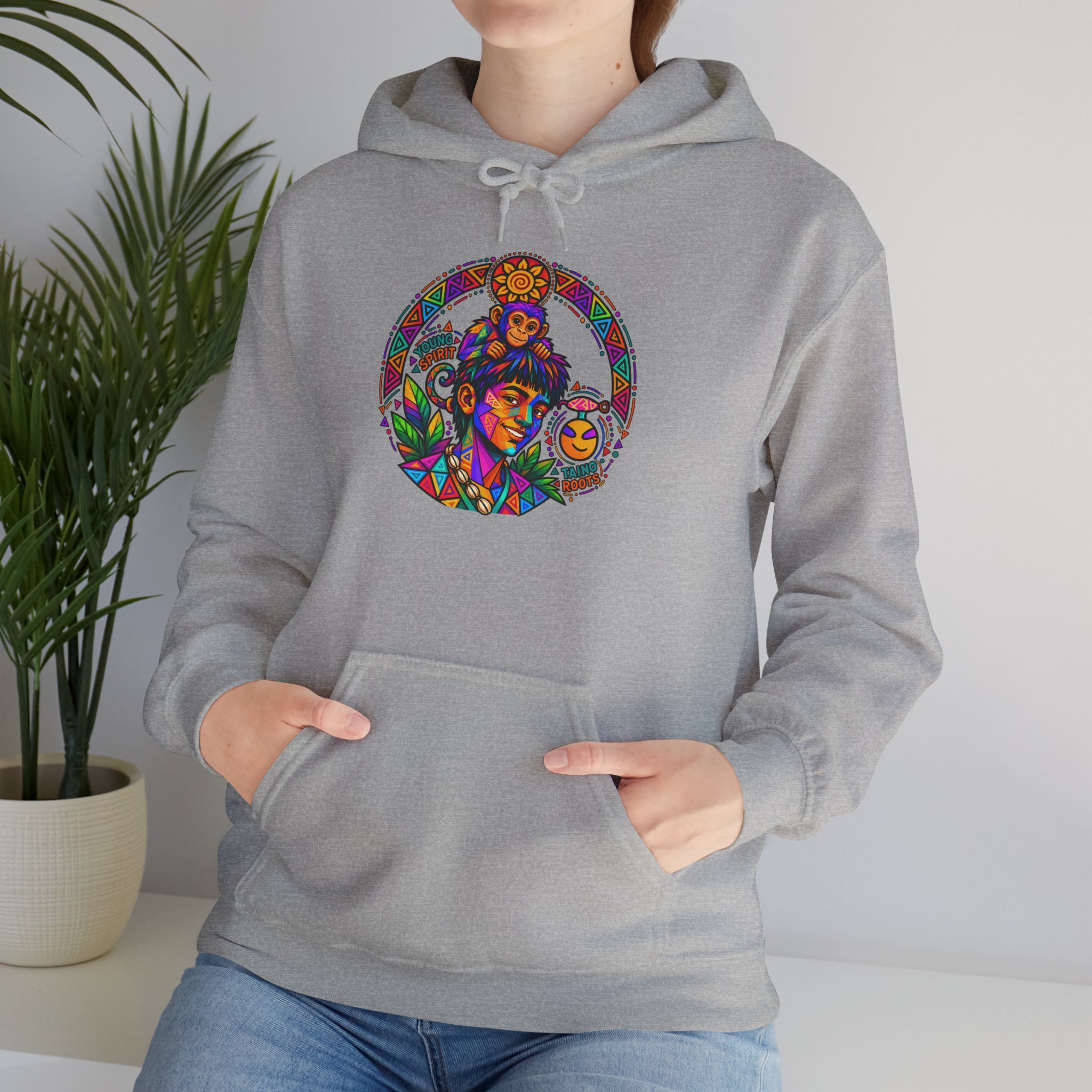 Young Spirit Taíno Roots Hoodie – Colorful Boricua Heritage Art - Image 15