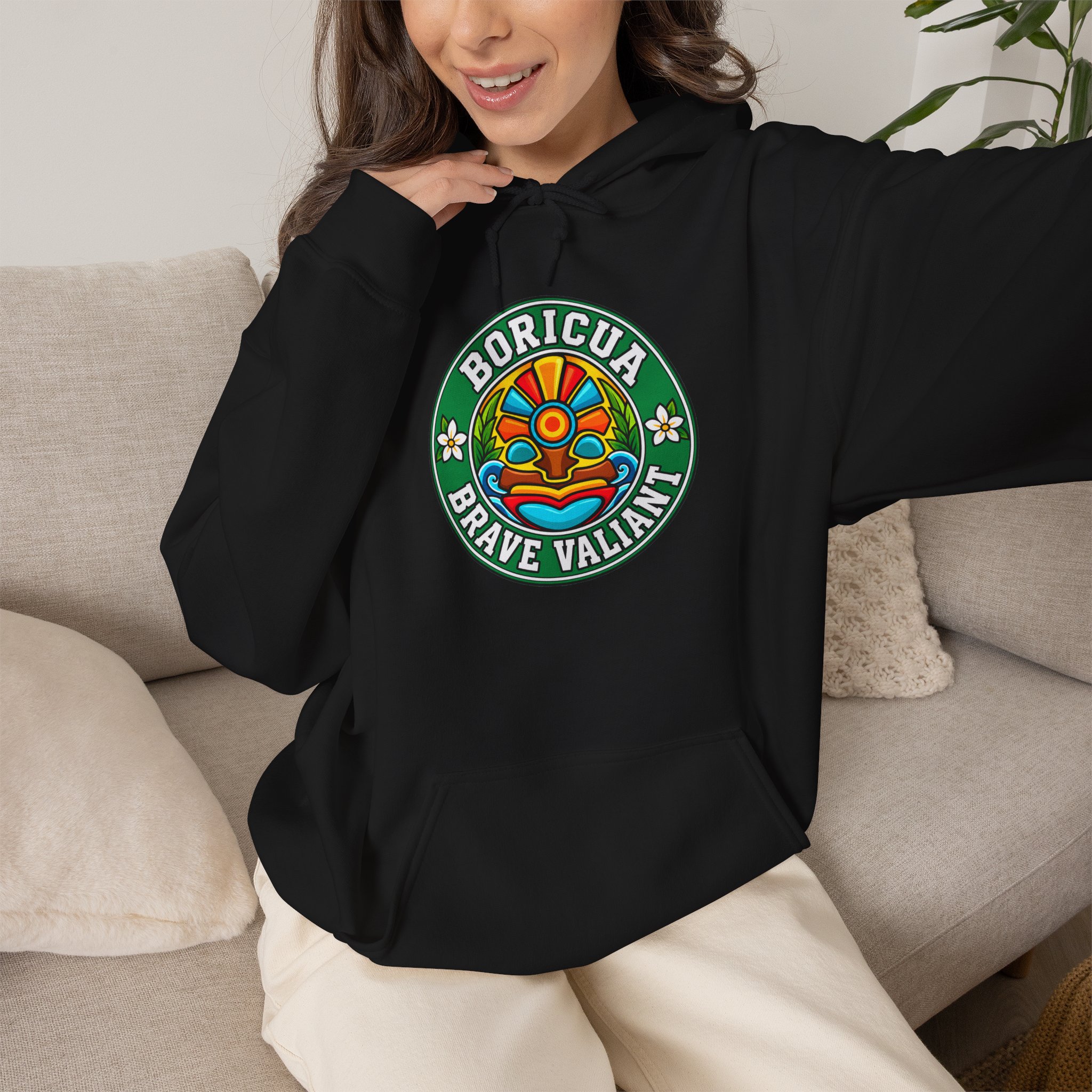 Boricua Brave Valiant Hoodie – Colorful Taíno Heritage Design - Image 8
