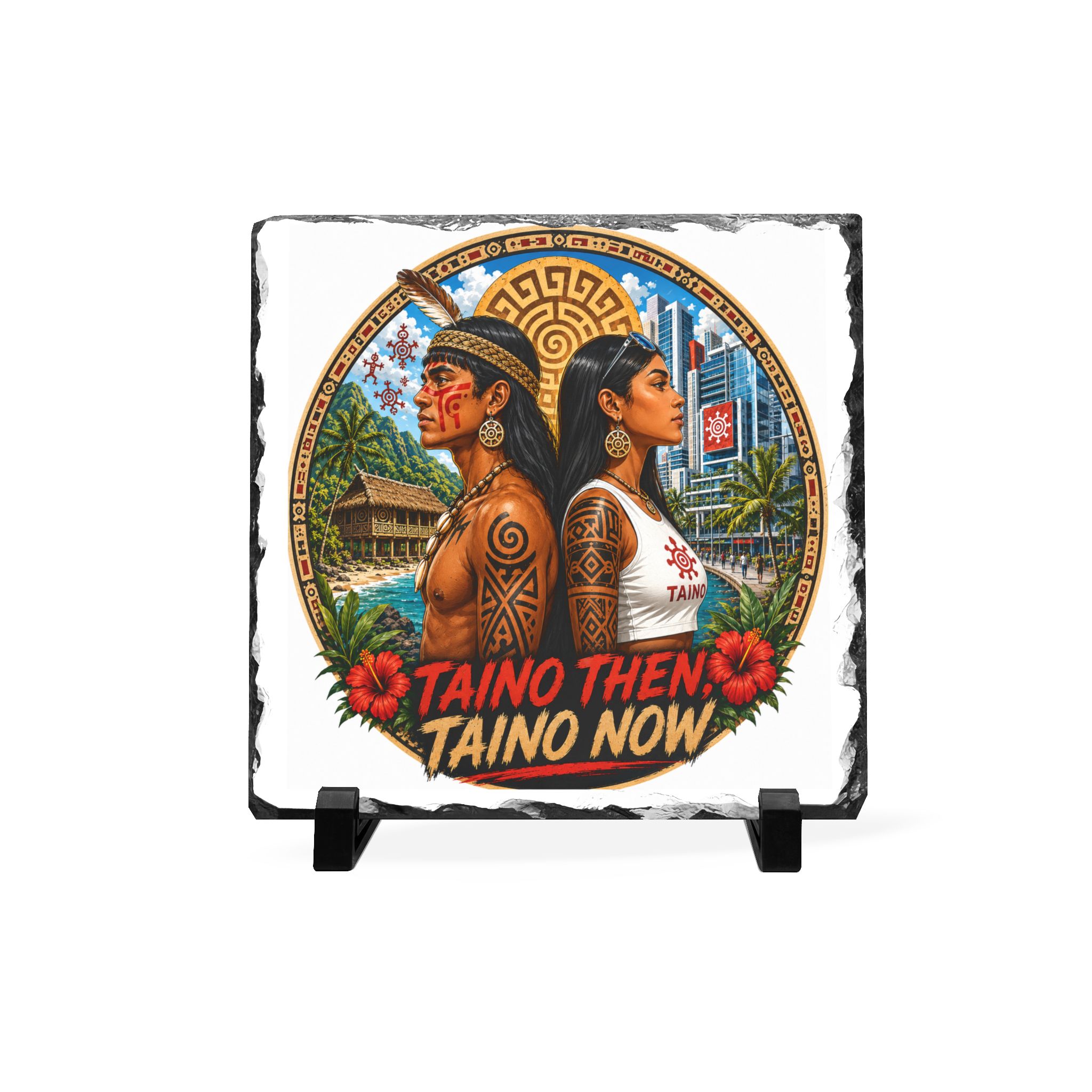 Taíno Then Taíno Now Slate Plaque – Puerto Rican Heritage Home Decor - Image 2