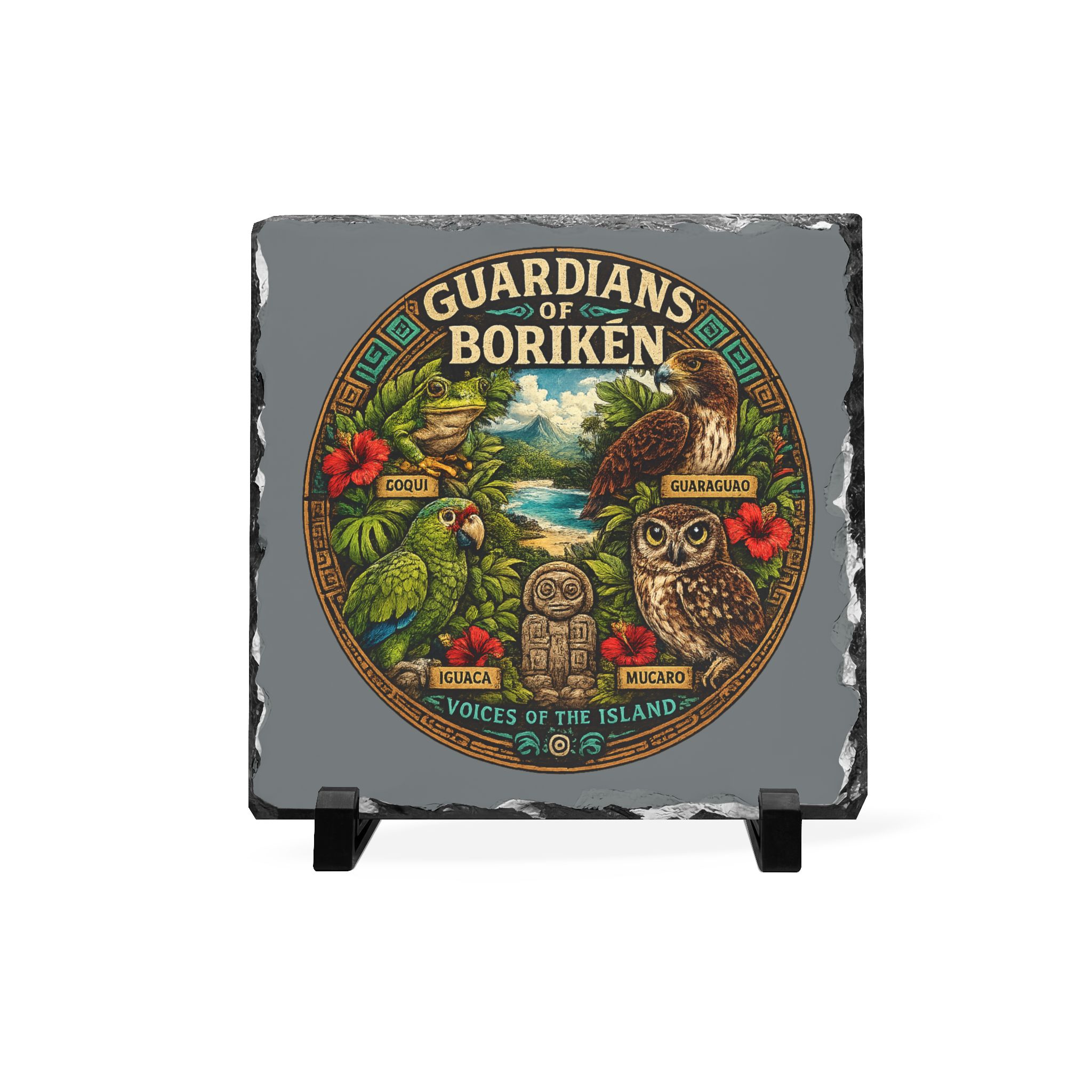 Guardians of Borikén Slate Plaque – Puerto Rican Taíno Inspired Wildlife Home Decor - Image 2