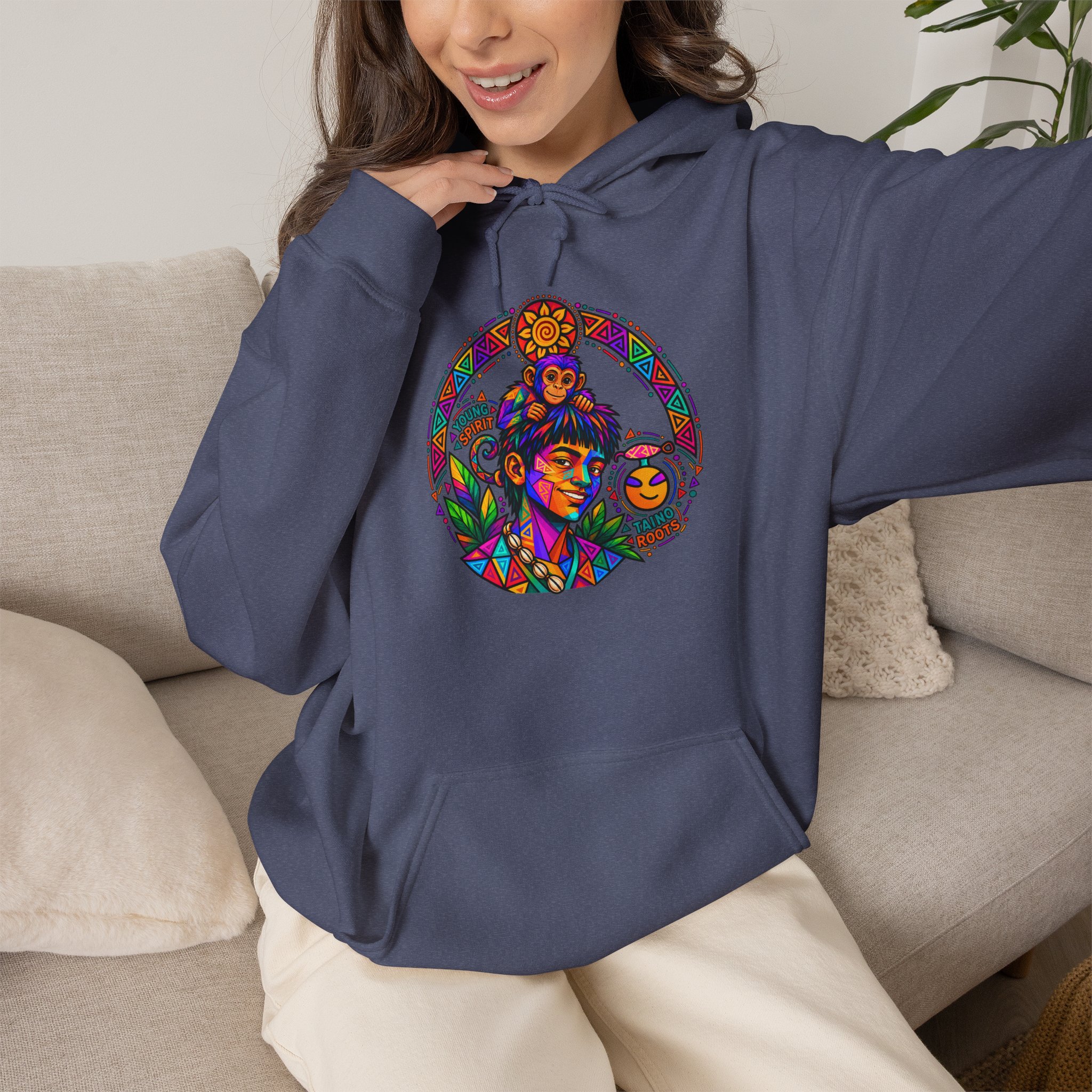 Young Spirit Taíno Roots Hoodie – Colorful Boricua Heritage Art - Image 37