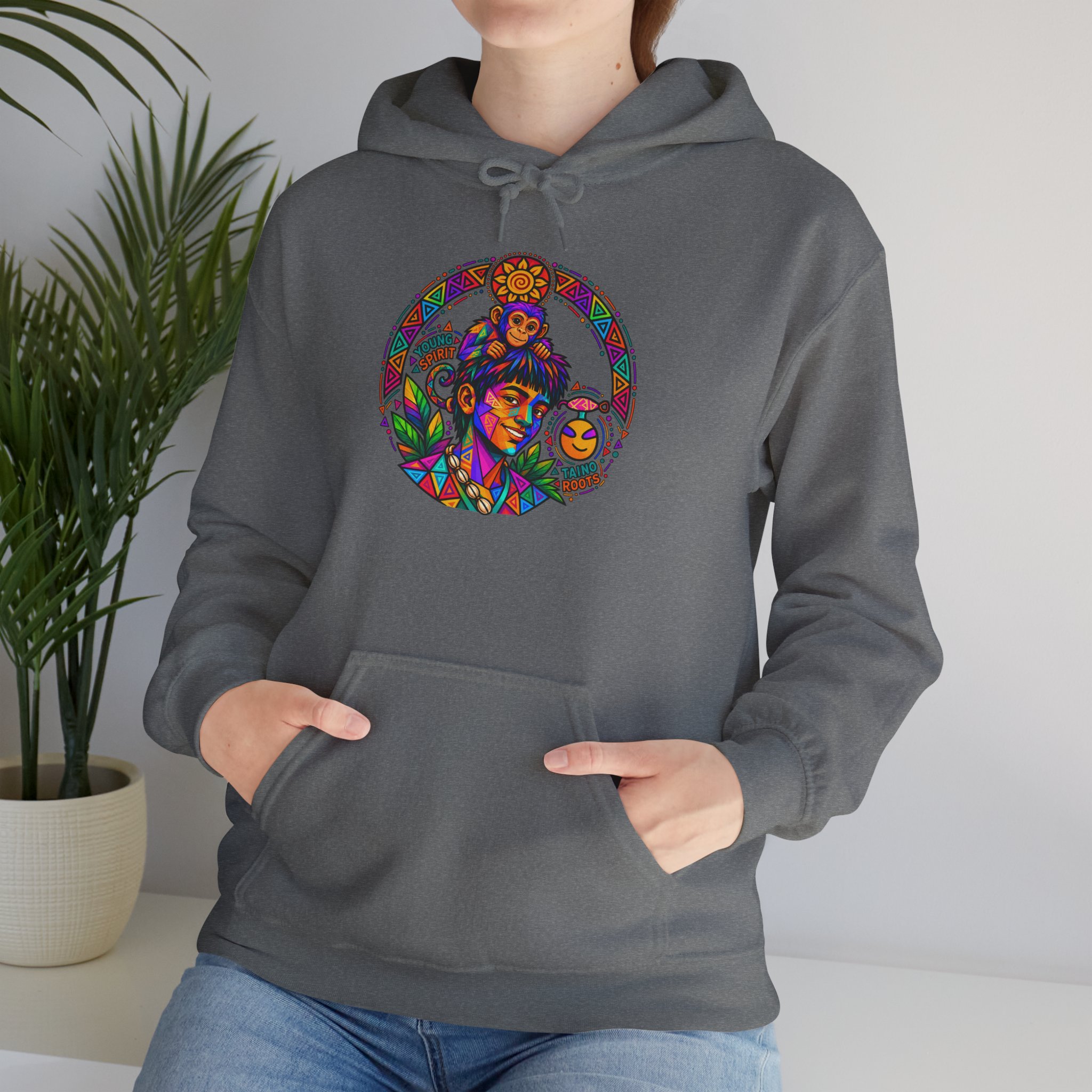 Young Spirit Taíno Roots Hoodie – Colorful Boricua Heritage Art - Image 22