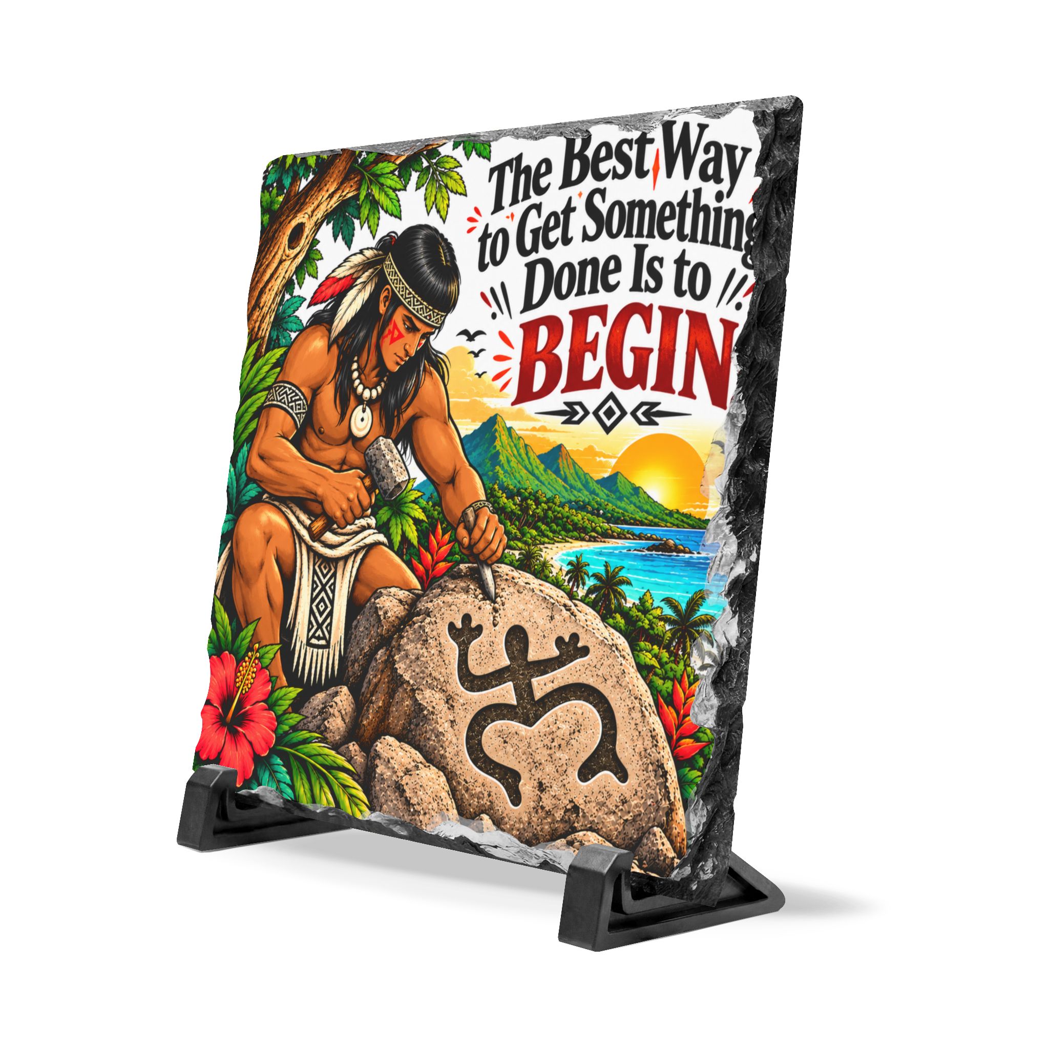 Slate Plaque — Taíno Motivation Quote | “The Best Way to Get Something Done Is to Begin” - Image 3
