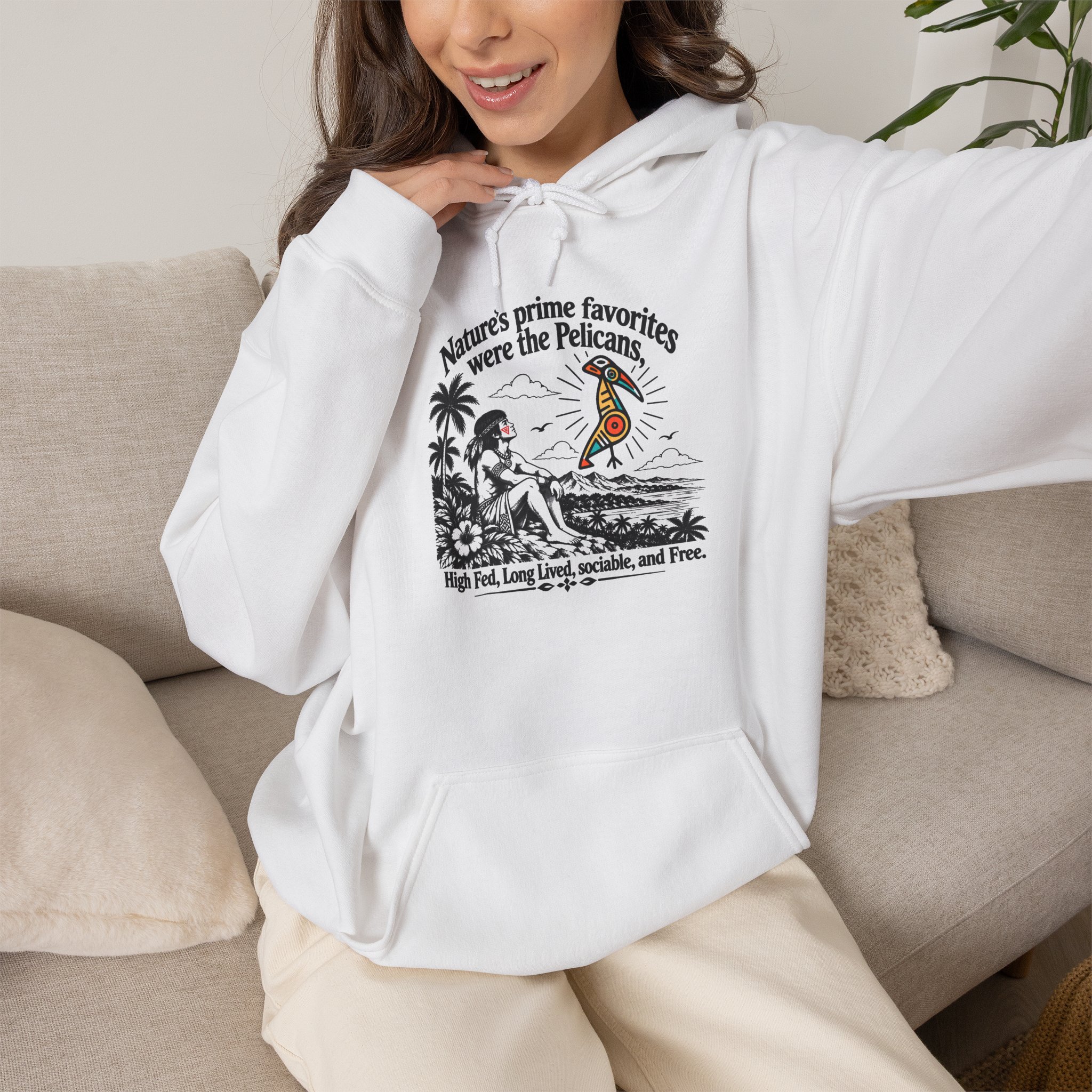 Taíno Pelican Hoodie — Spanish Puerto Rican Heritage Design - Image 2