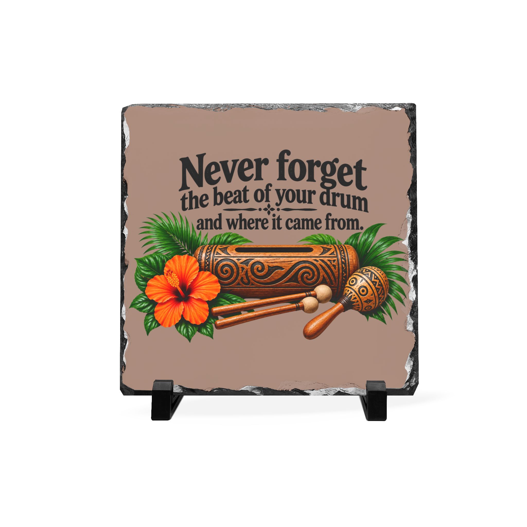 Taíno Drum Slate Plaque – Never Forget Your Roots Puerto Rican Home Decor - Image 2