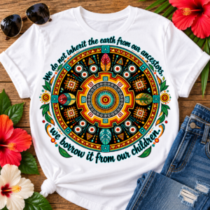 Indigenous Caribbean Circle Art Tee – Taíno Geometric T Shirt