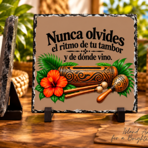 Tambor Taino Slate con hibisco y diseño de herencia puertorriqueña