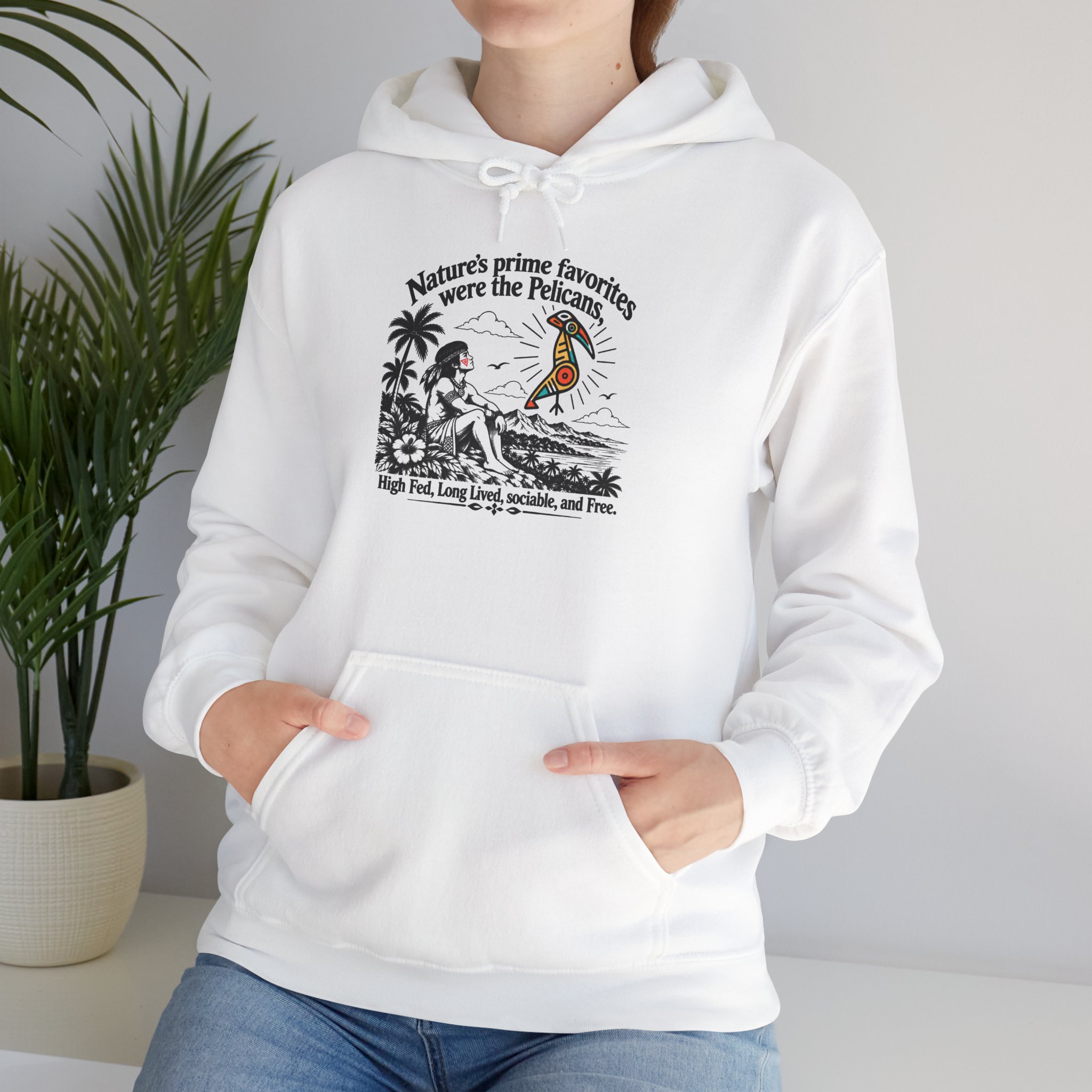 Taíno Pelican Hoodie Spanish Puerto Rican heritage design