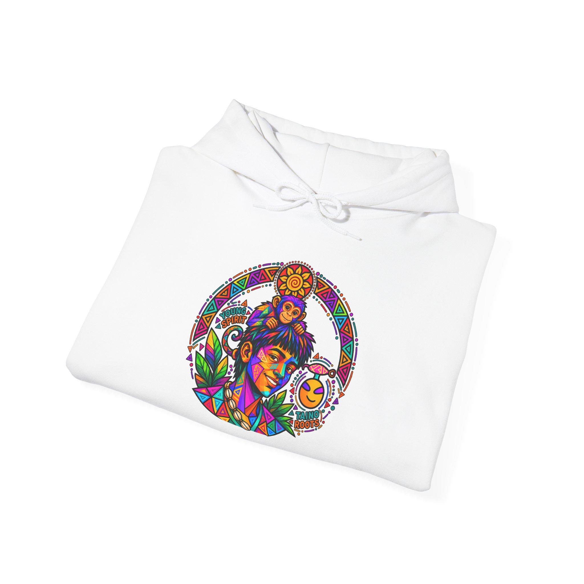 Young Spirit Taíno Roots Hoodie – Colorful Boricua Heritage Art - Image 7