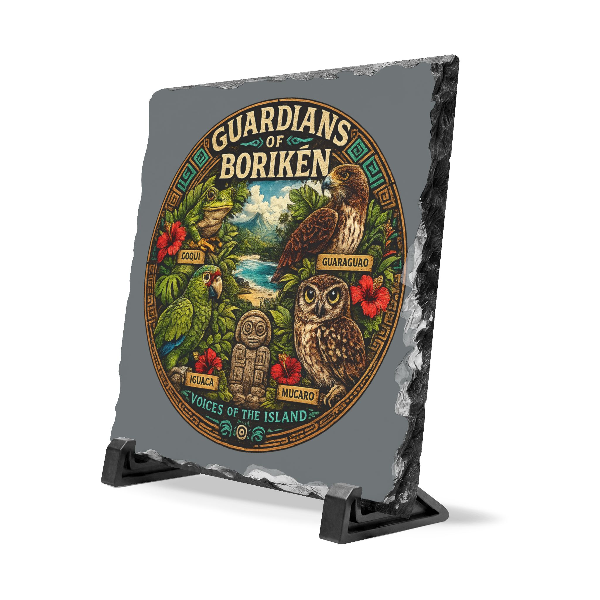 Guardians of Borikén Slate Plaque – Puerto Rican Taíno Inspired Wildlife Home Decor - Image 3