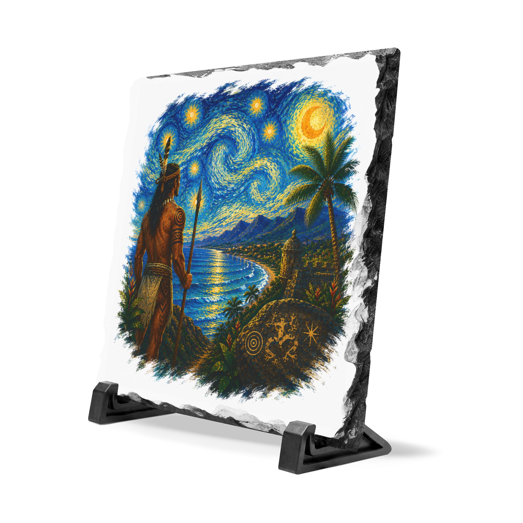 Taíno Starry Night Slate Plaque – Puerto Rican Heritage Art Decor - Image 3