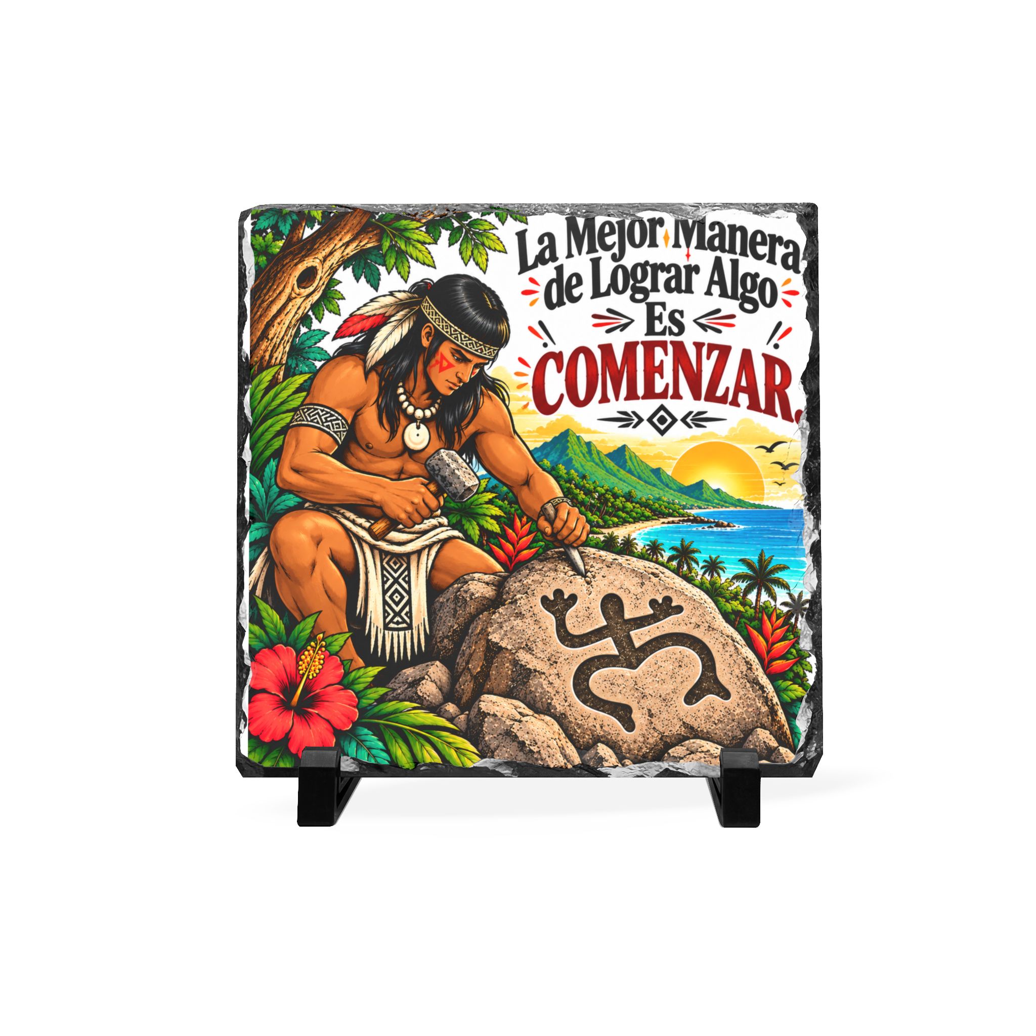 Slate Plaque — Motivación Taína en Español | “La Mejor Manera de Lograr Algo Es Comenzar” - Image 3