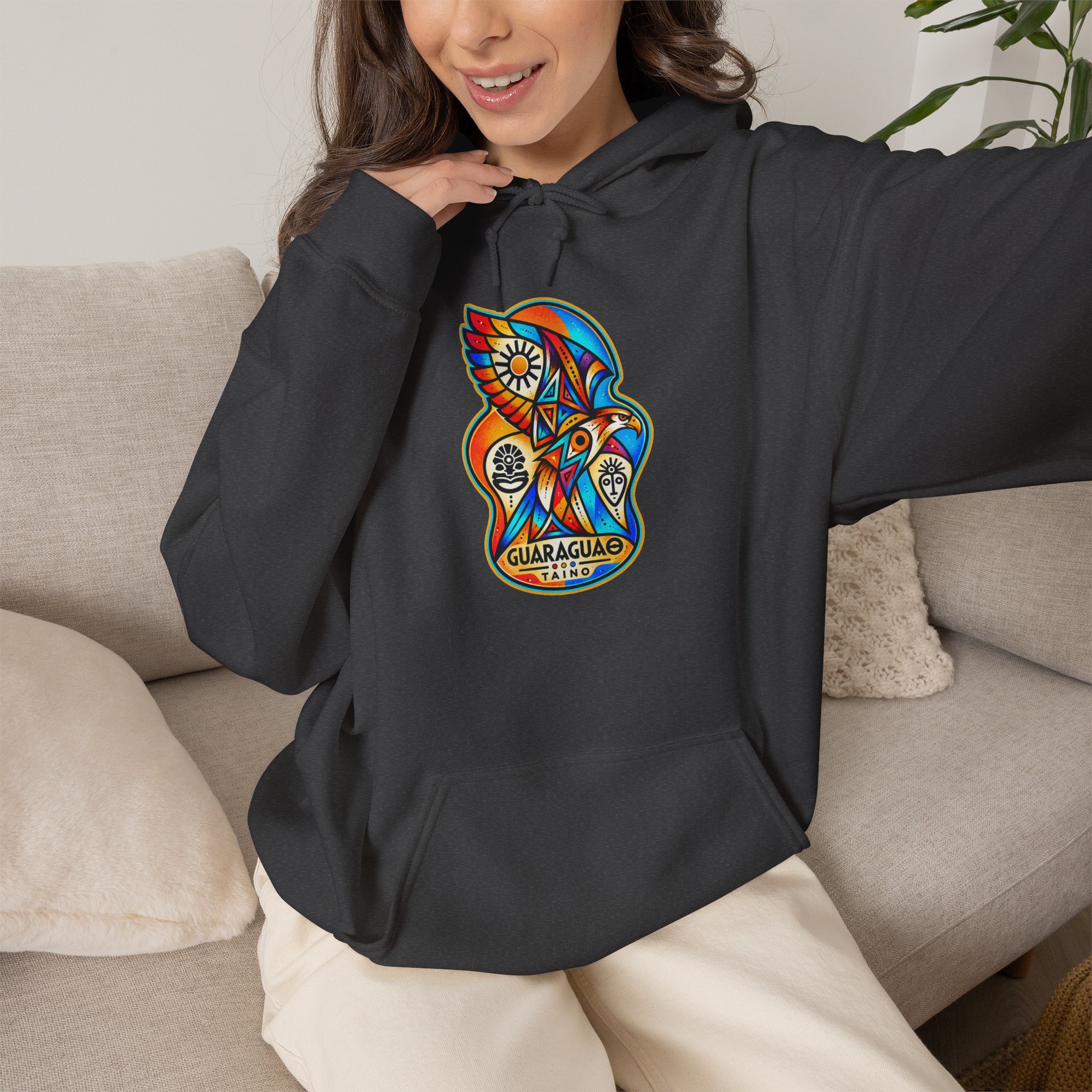 Guaraguao Taíno Hoodie – Puerto Rican Heritage Hawk Sweatshirt - Image 30