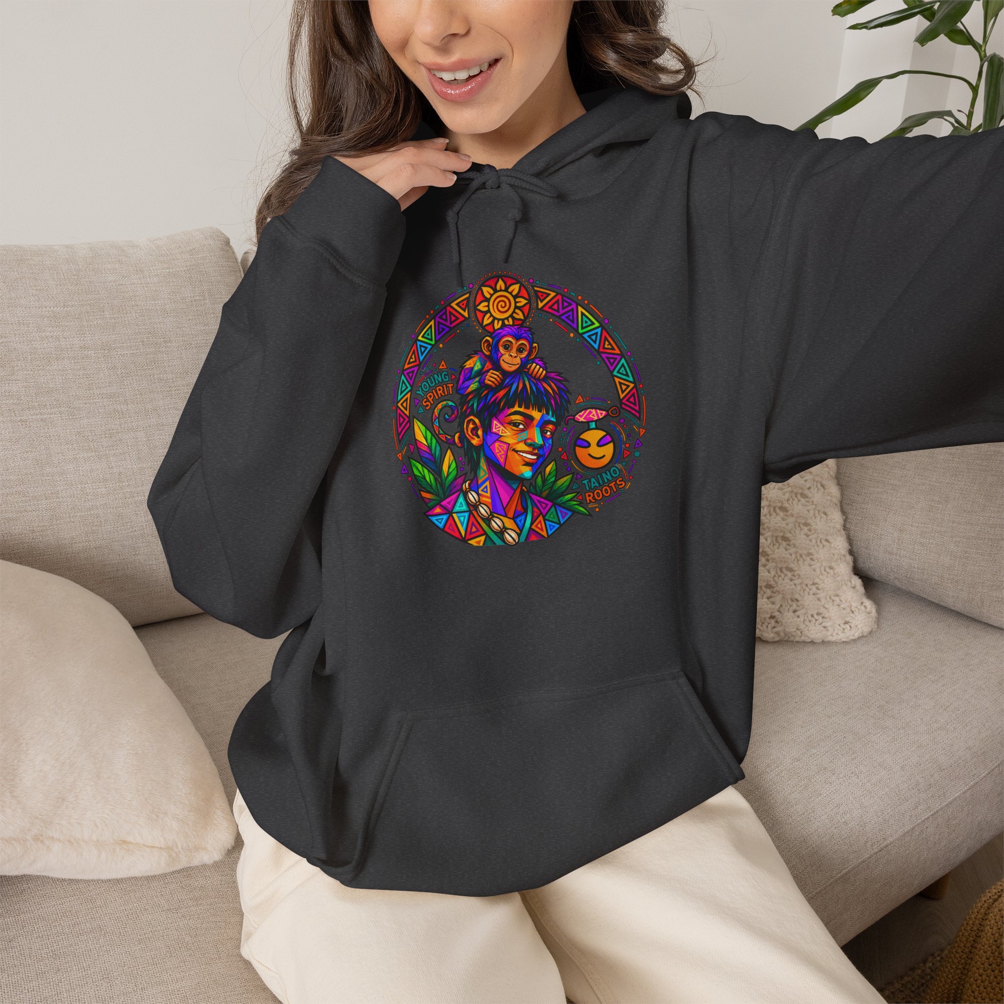 Young Spirit Taíno Roots Hoodie – Colorful Boricua Heritage Art - Image 30