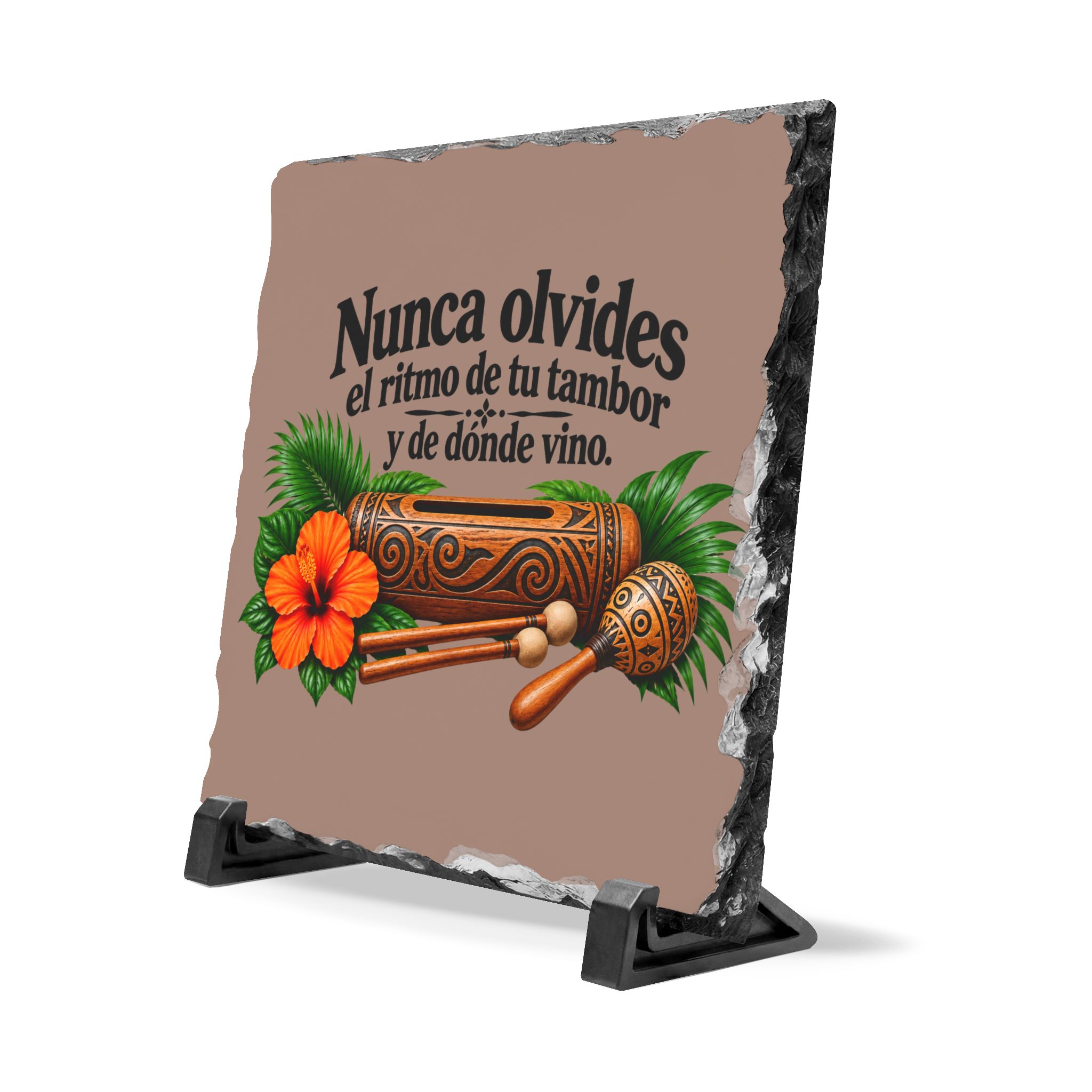 Tambor Taíno Slate Plaque – Nunca Olvides Tus Raíces – Decoración Puertorriqueña - Image 3