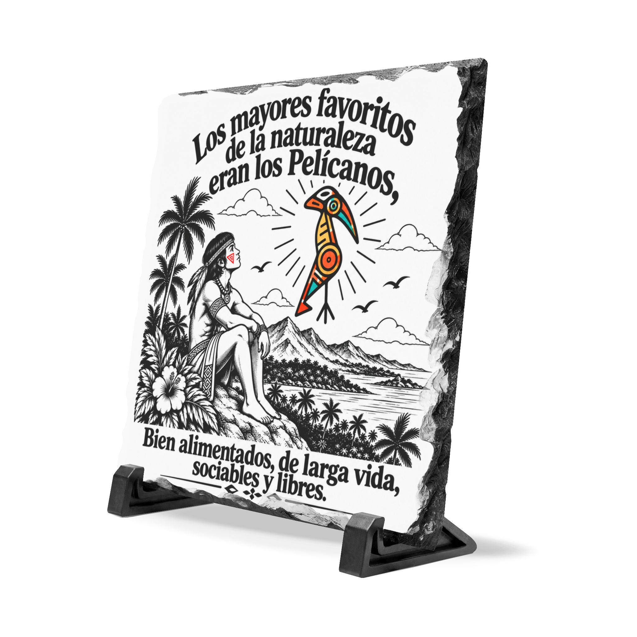Slate Plaque — Spanish Nature Quote Pelican Desk Sign | Taíno Inspired Puerto Rican Decor - Image 3