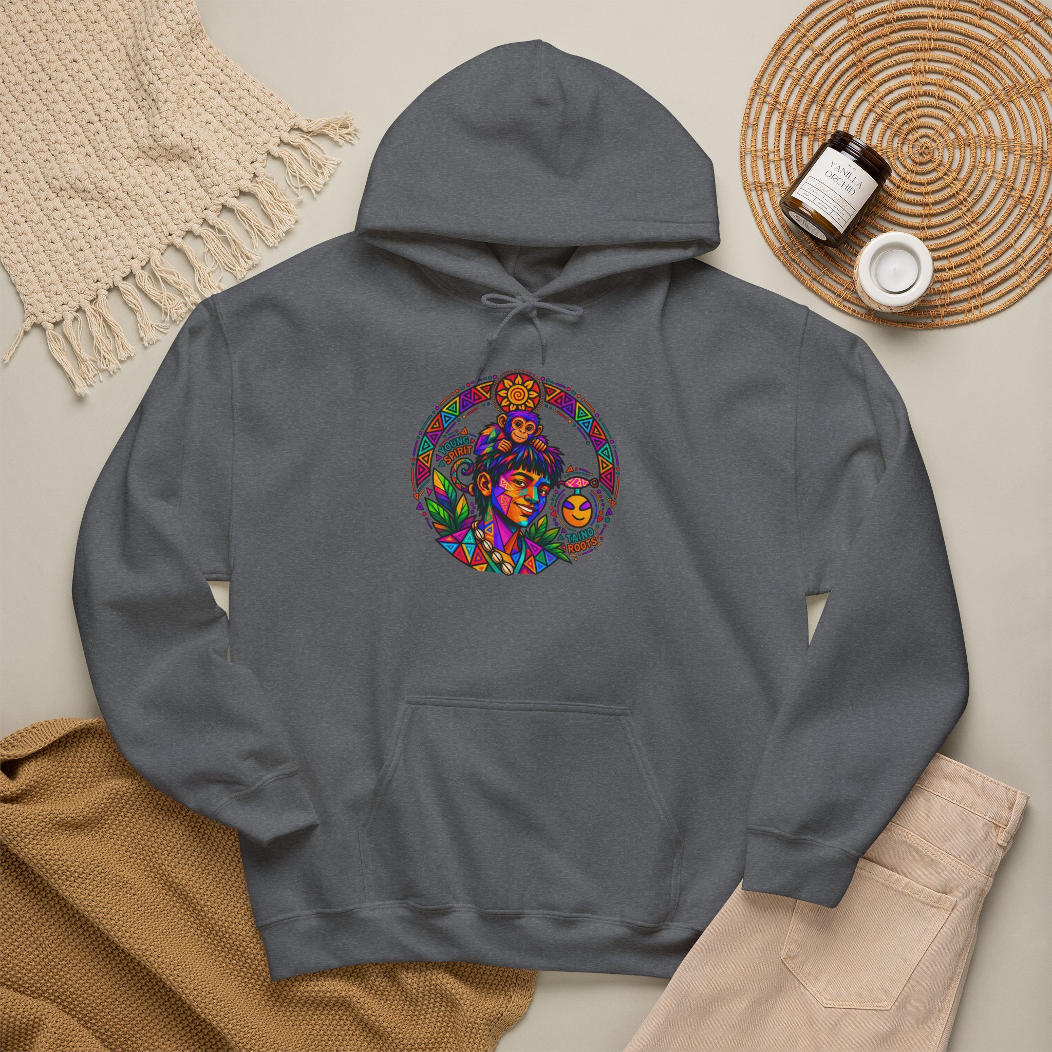 Young Spirit Taíno Roots Hoodie – Colorful Boricua Heritage Art - Image 24