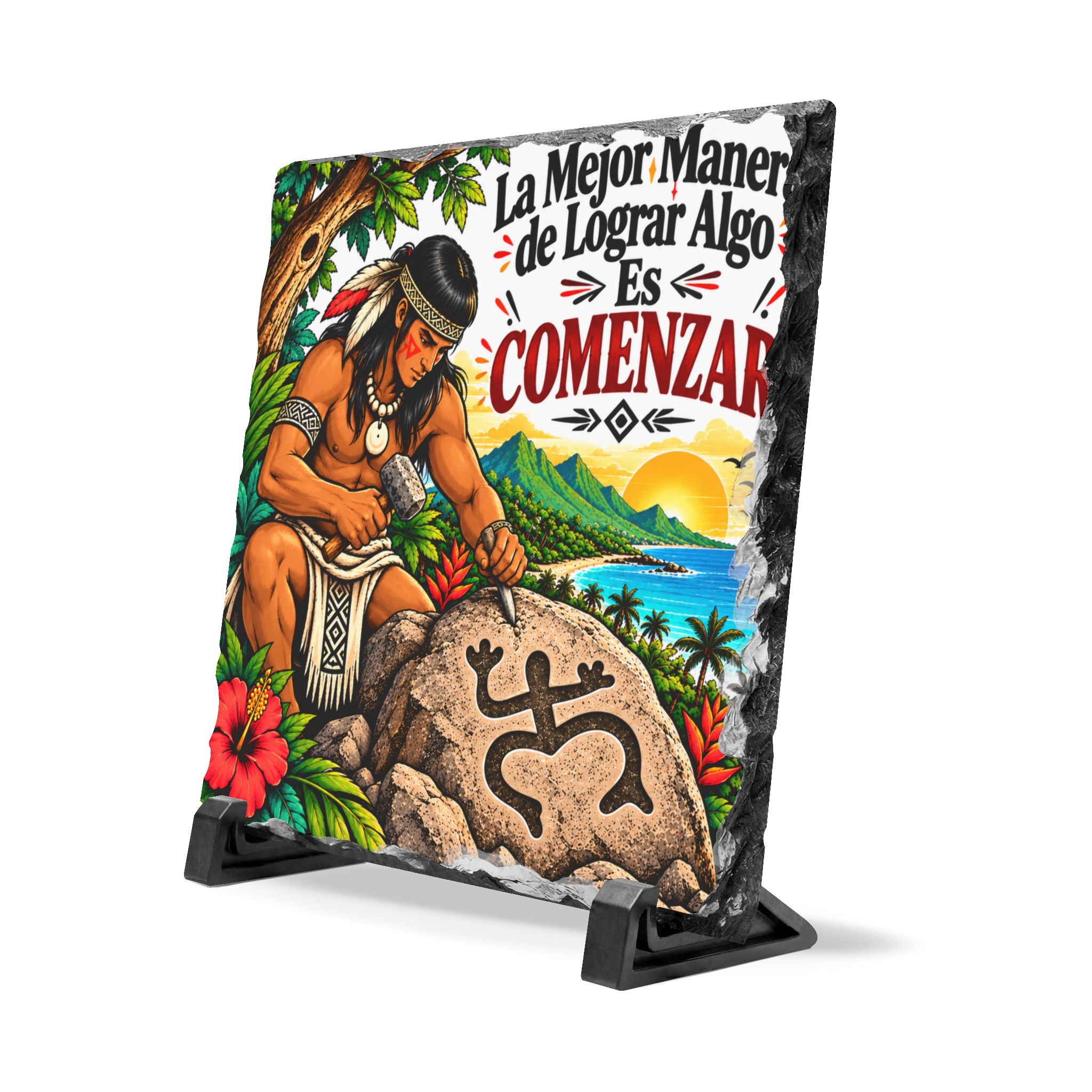 Slate Plaque — Motivación Taína en Español | “La Mejor Manera de Lograr Algo Es Comenzar” - Image 2