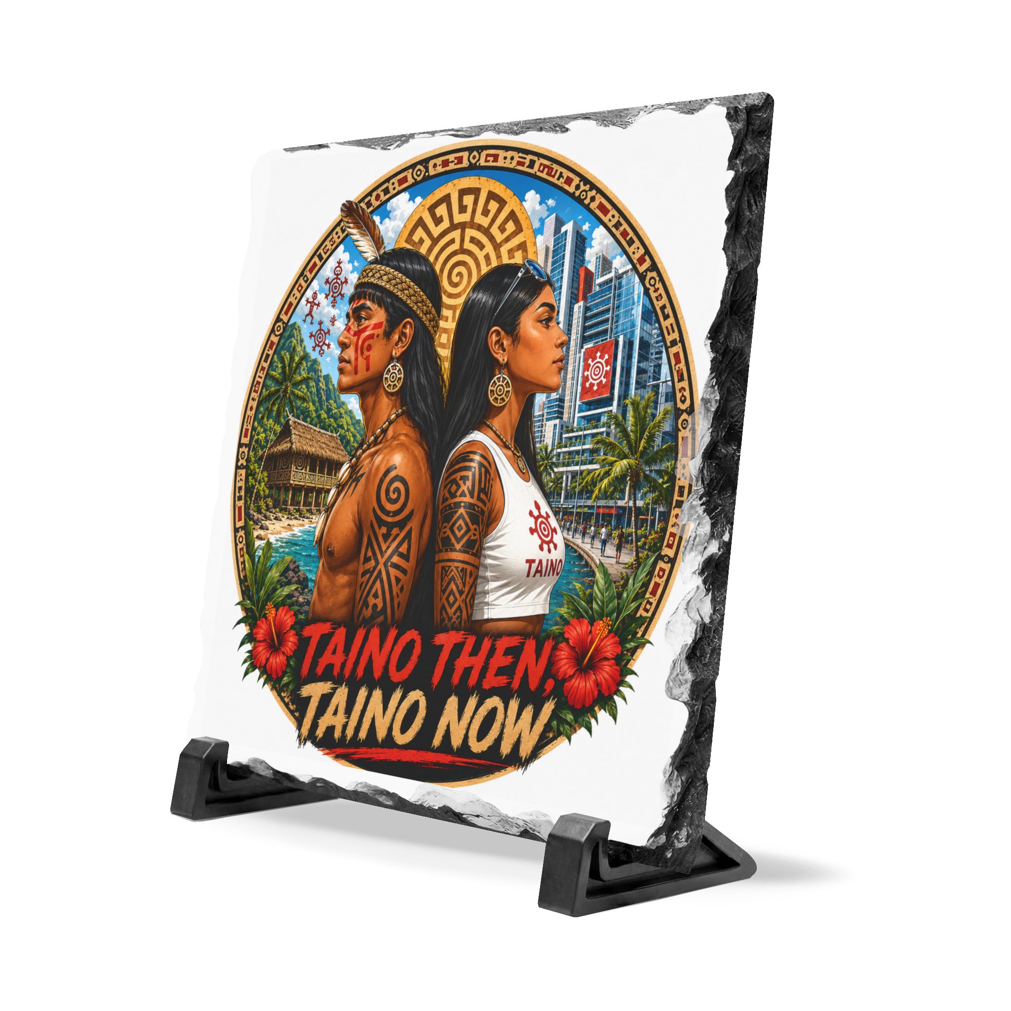 Taíno Then Taíno Now Slate Plaque – Puerto Rican Heritage Home Decor - Image 3