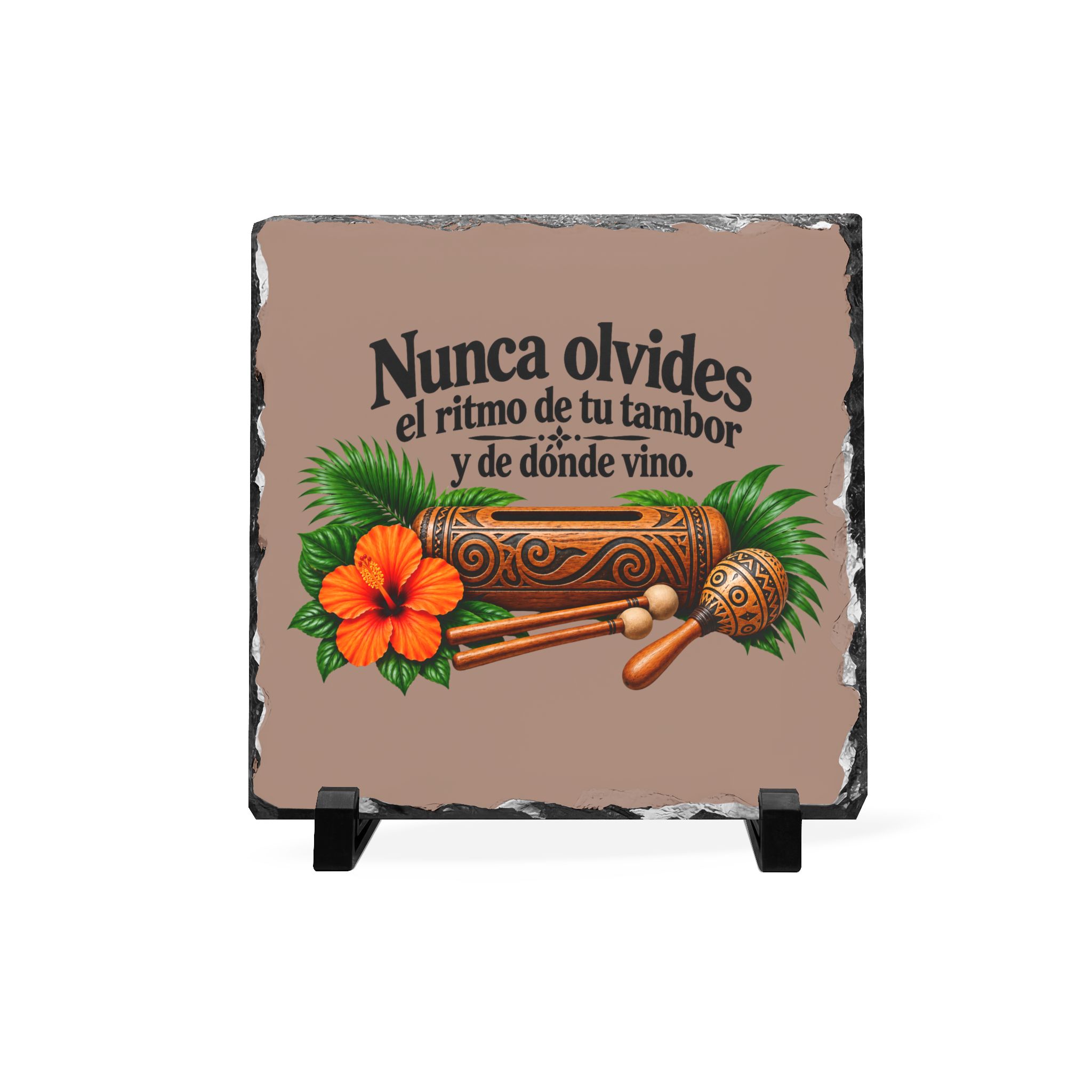 Tambor Taíno Slate Plaque – Nunca Olvides Tus Raíces – Decoración Puertorriqueña - Image 2
