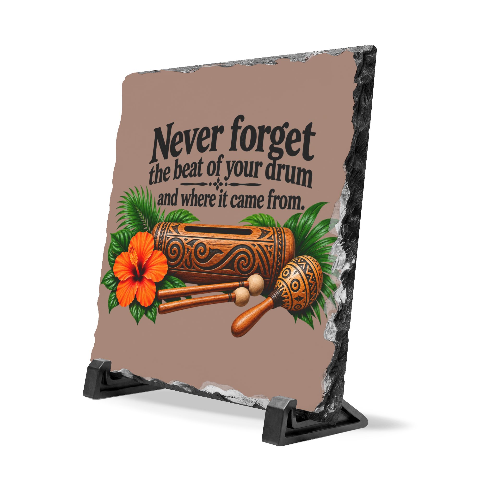 Taíno Drum Slate Plaque – Never Forget Your Roots Puerto Rican Home Decor - Image 3