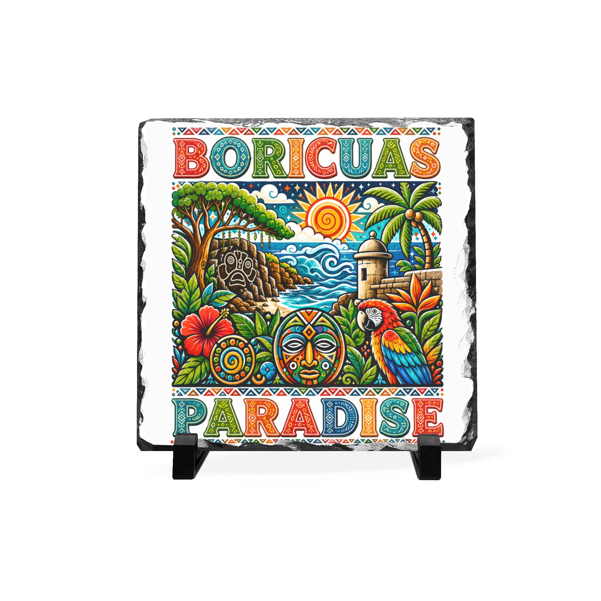 Boricua Paradise Slate Plaque – Puerto Rican Tropical Home Decor - Image 2
