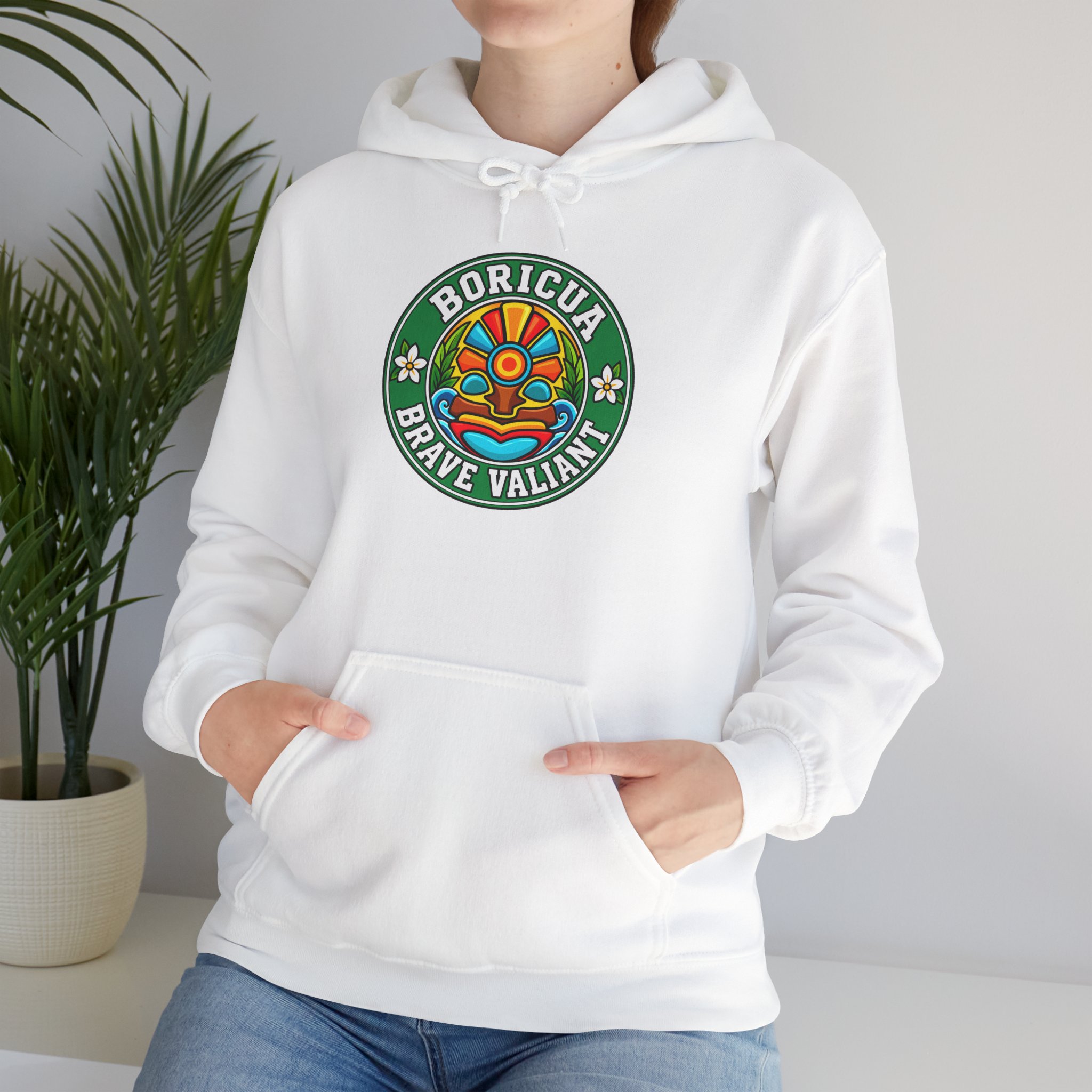 Boricua Brave Valiant Hoodie colorful Taíno heritage design