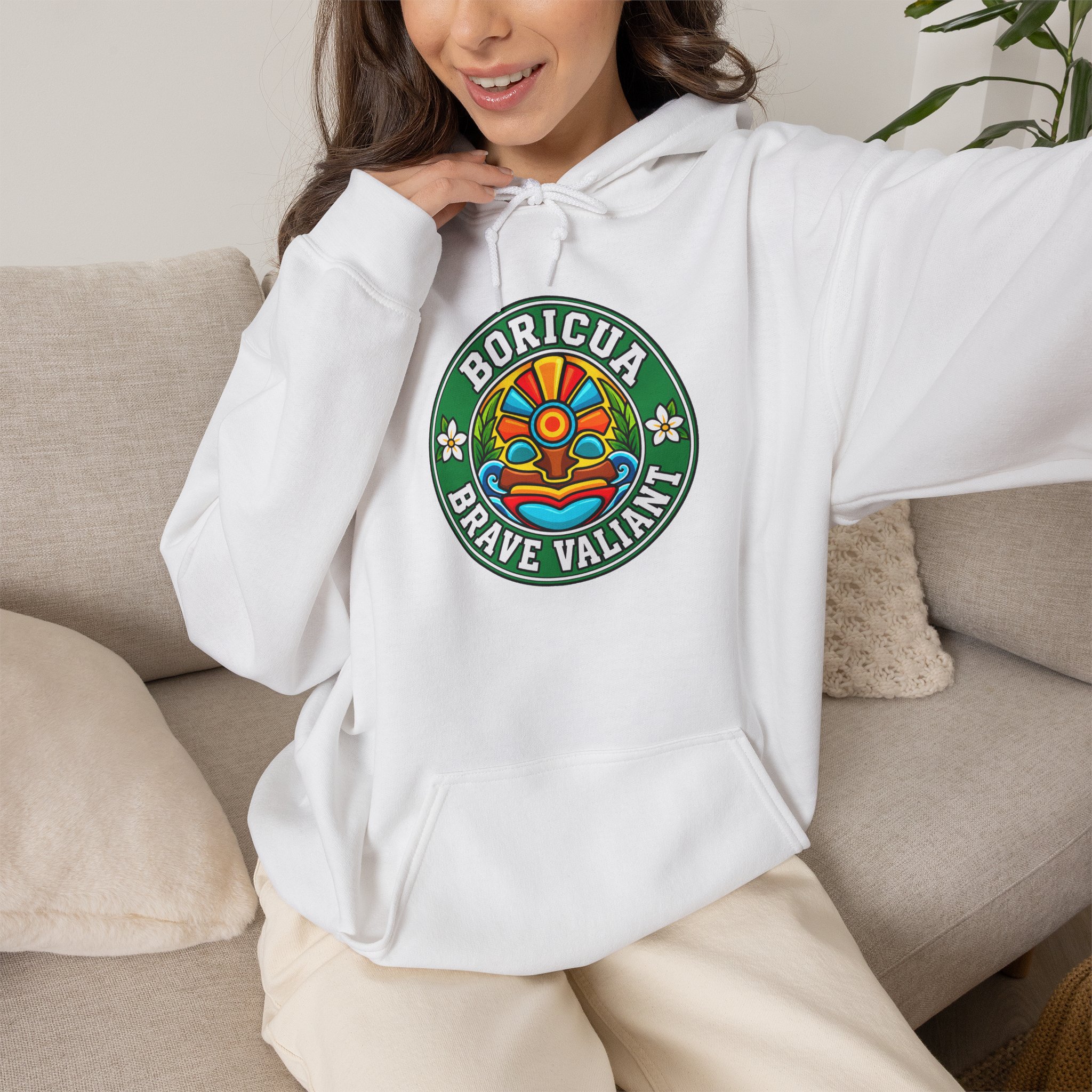 Boricua Brave Valiant Hoodie – Colorful Taíno Heritage Design - Image 2