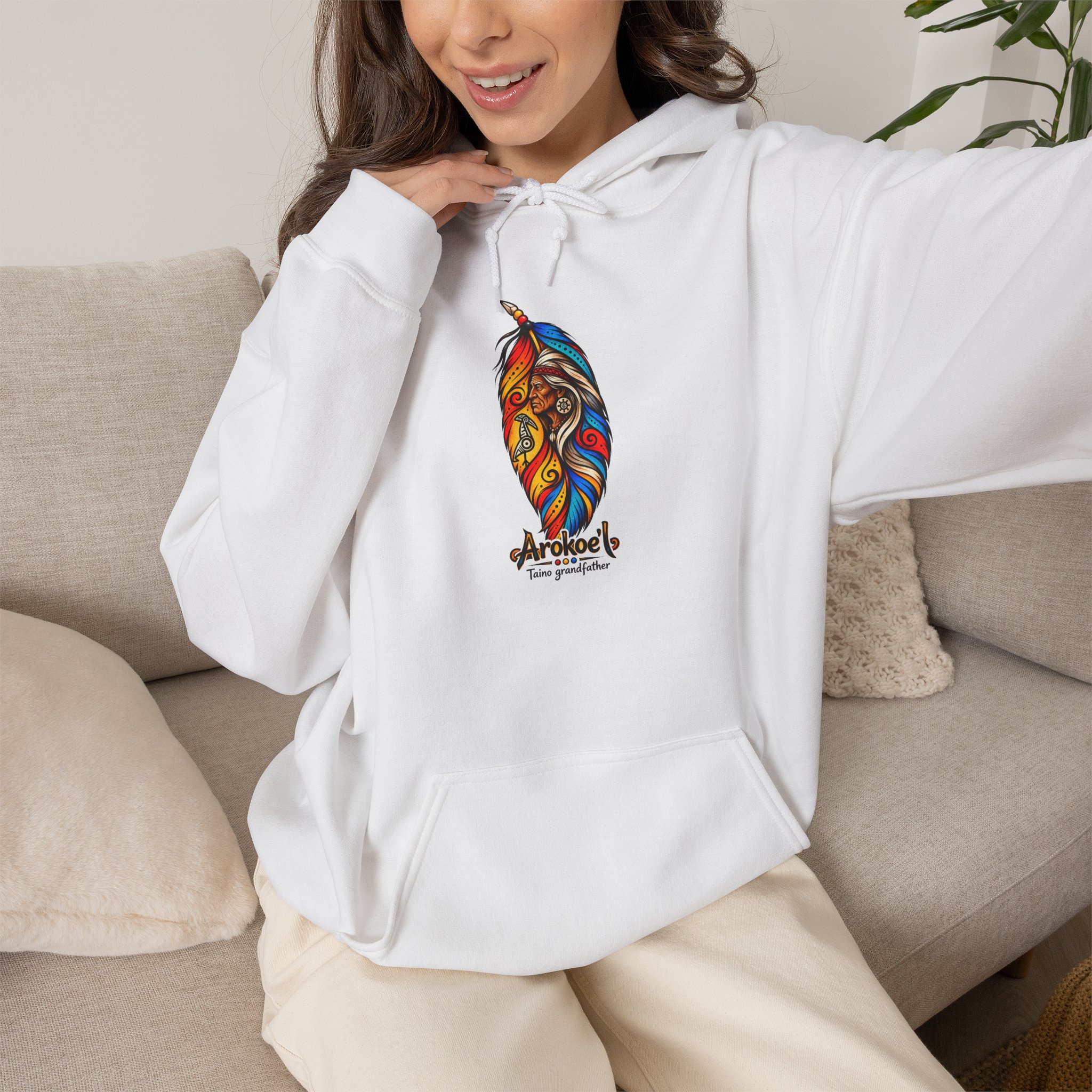 Arokoe’I Taíno Grandfather Hoodie — Taíno Heritage Art Pullover - Image 2