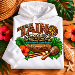 Taíno Drum Hoodie — Puerto Rican Heritage Music Design