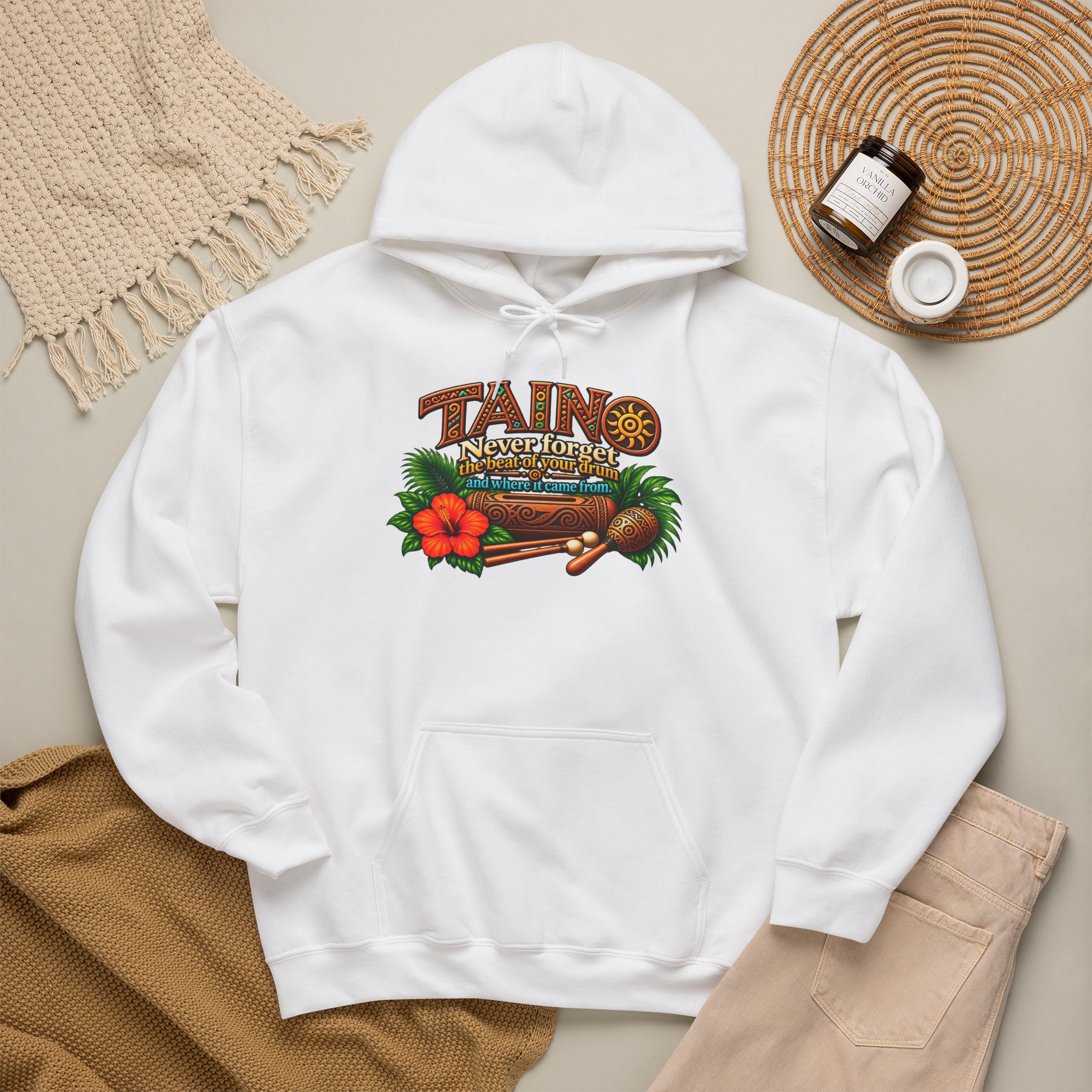 Taíno Drum Hoodie — Puerto Rican Heritage Music Design - Image 3