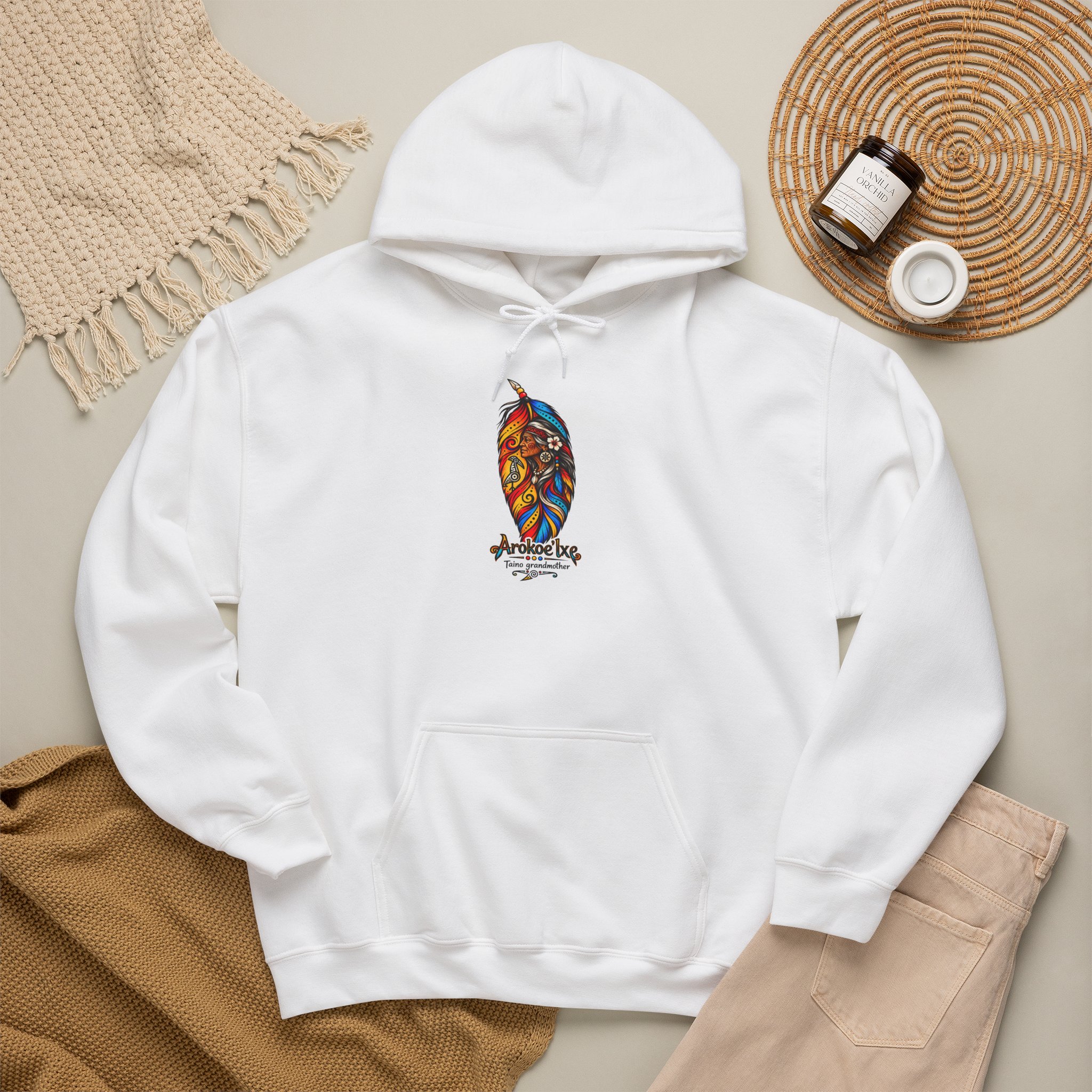 Arokoe’Ixe Taíno Grandmother Hoodie — Taíno Heritage Art Pullover - Image 3